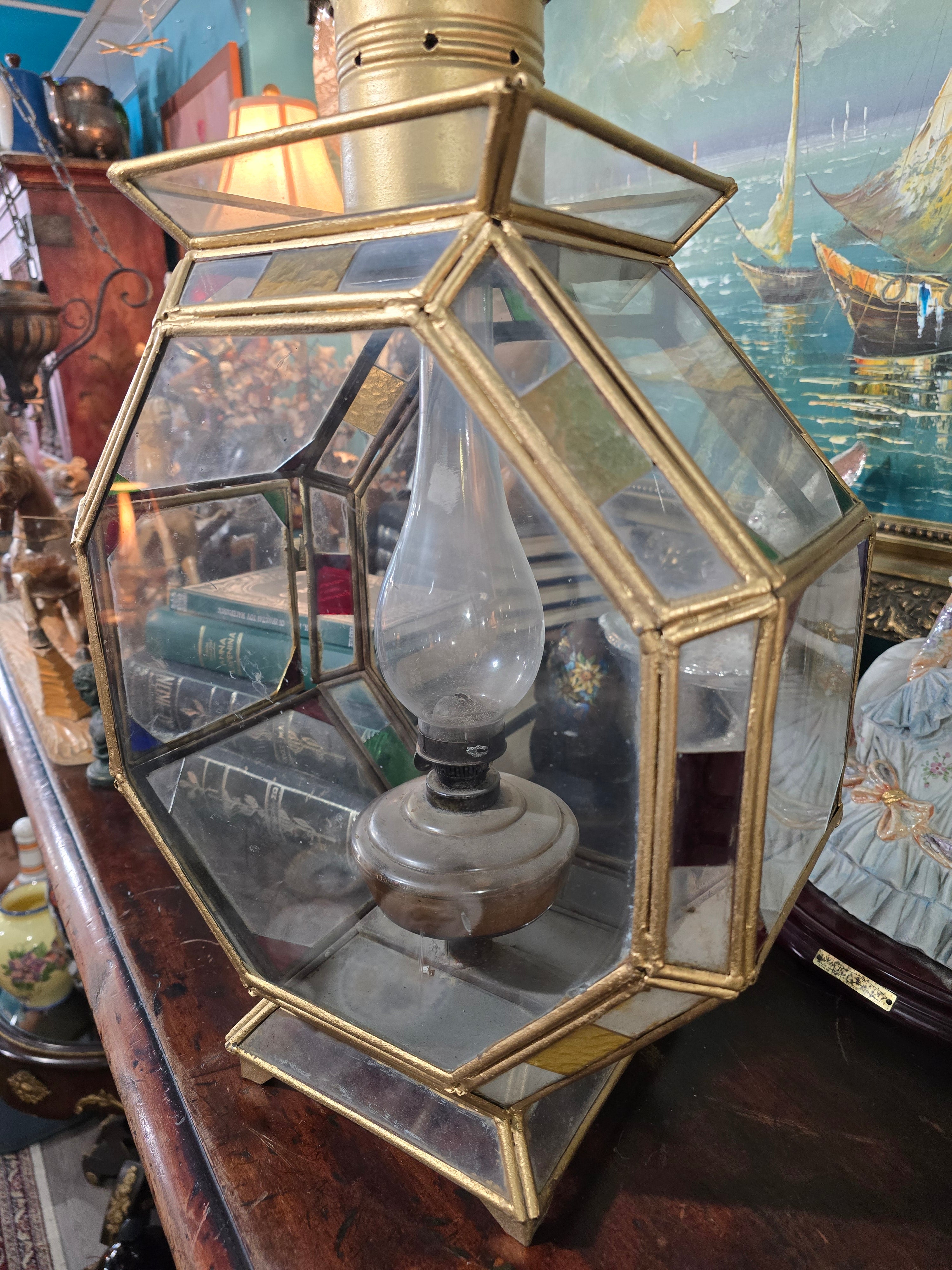 Vintage Art Nouveau Octagon Ceiling floor Light