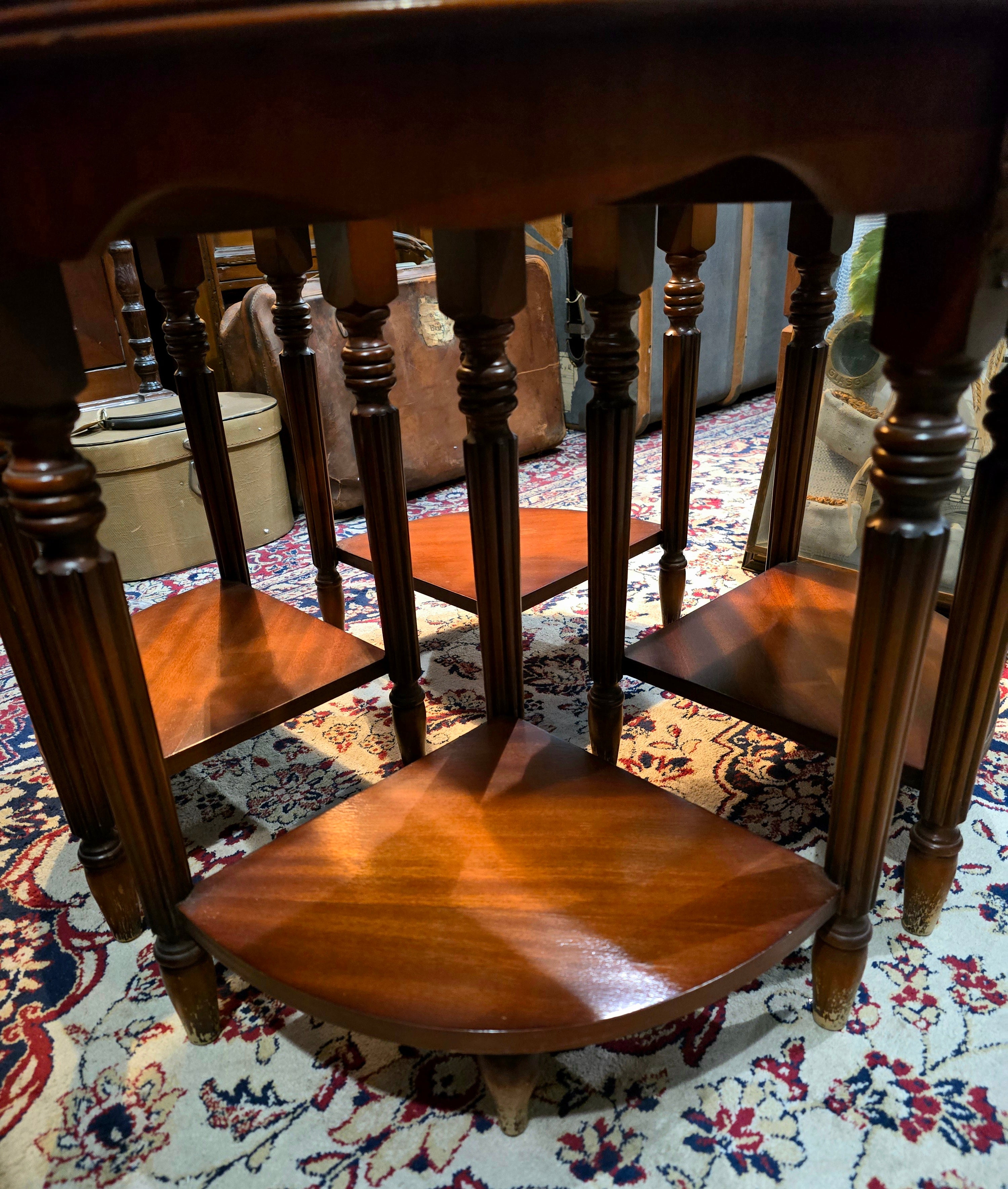 Antique circular nest of wooden library coffee tables