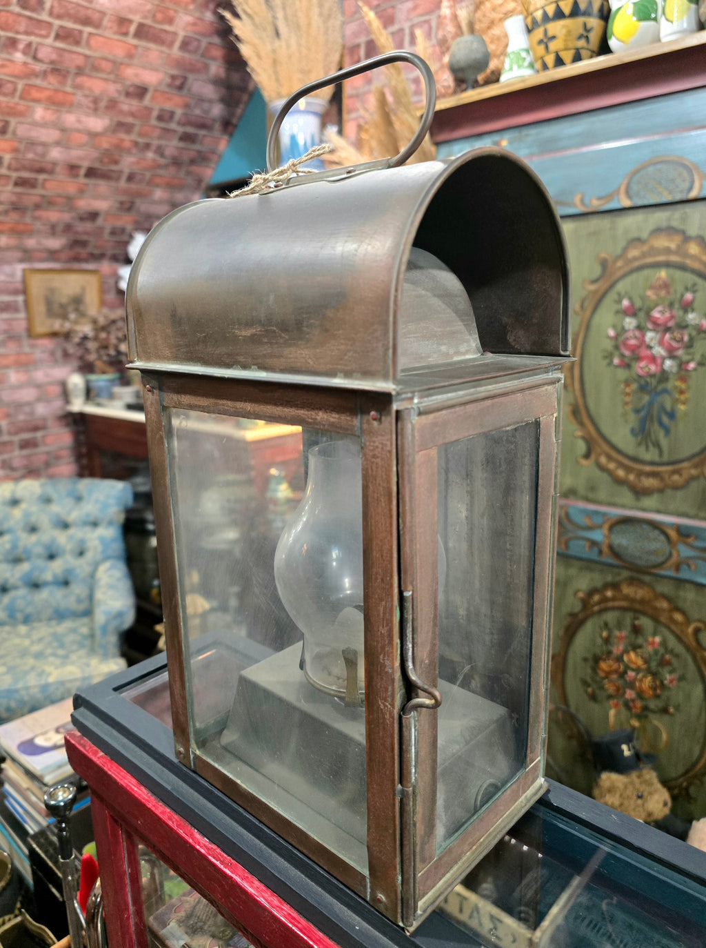 Vintage Railway Oil Lantern Made in England Glass