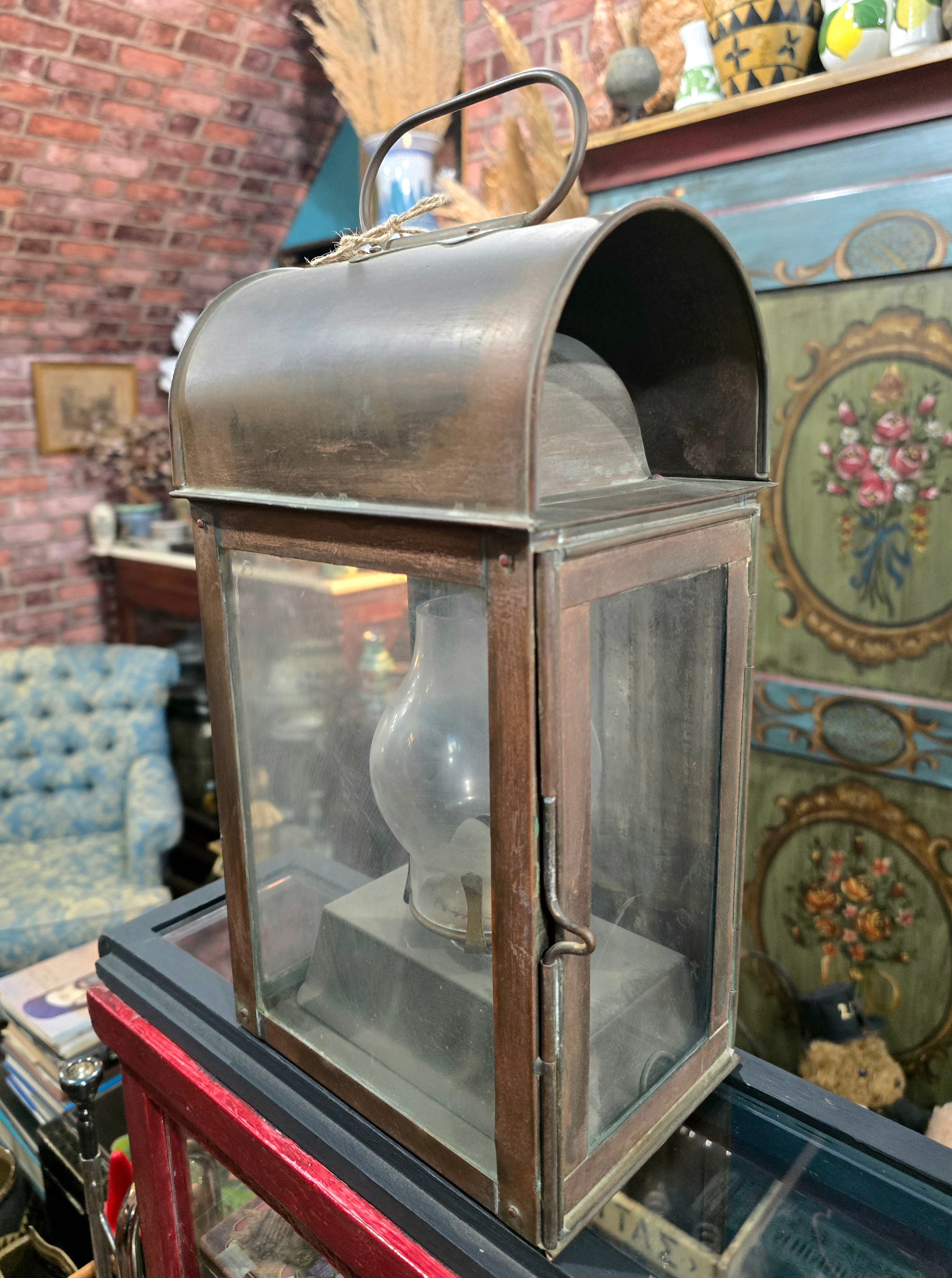 Vintage Railway Oil Lantern Made in England Glass