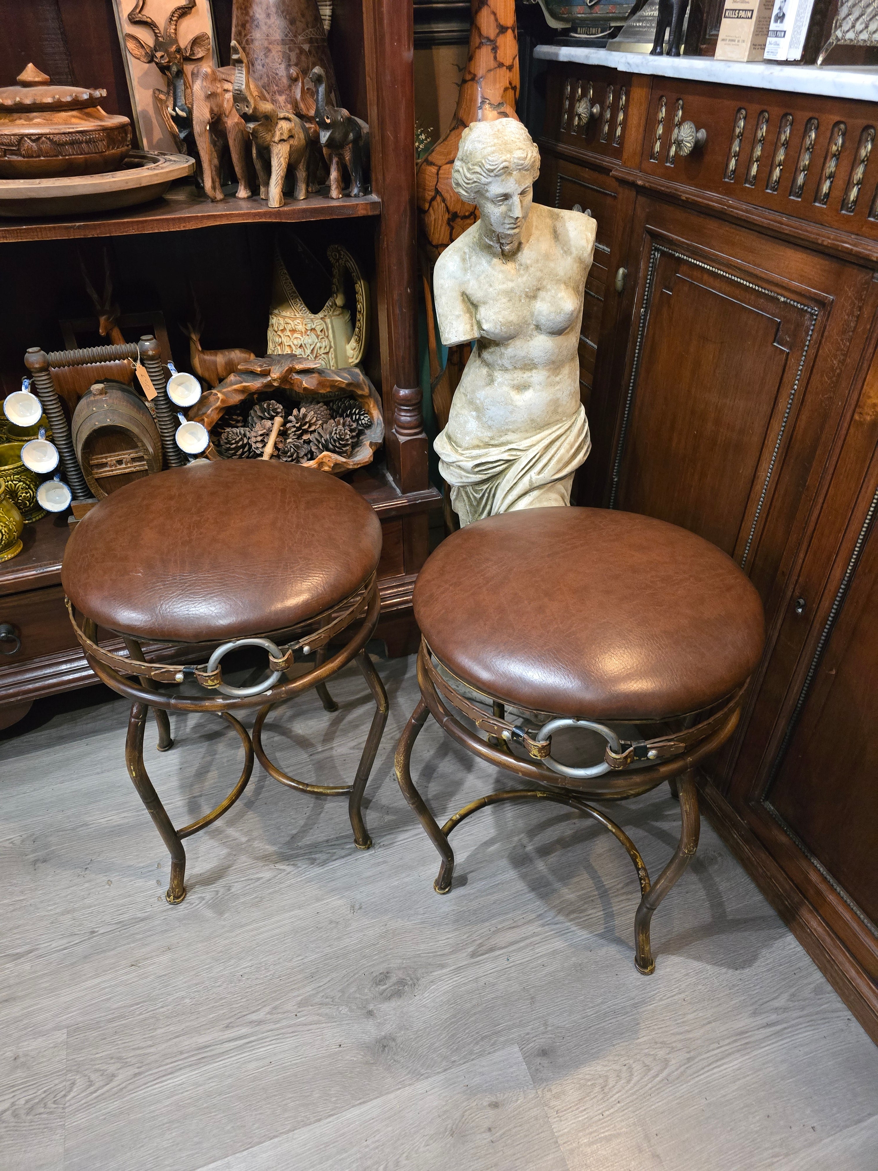 Vintage Hillsdale backless Swivel Stools - Pair