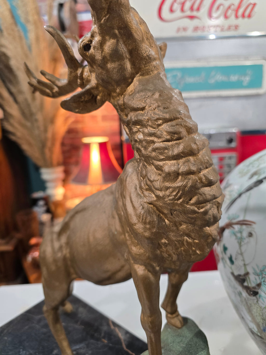 Antique Gilded Bronze Deer Sculpture