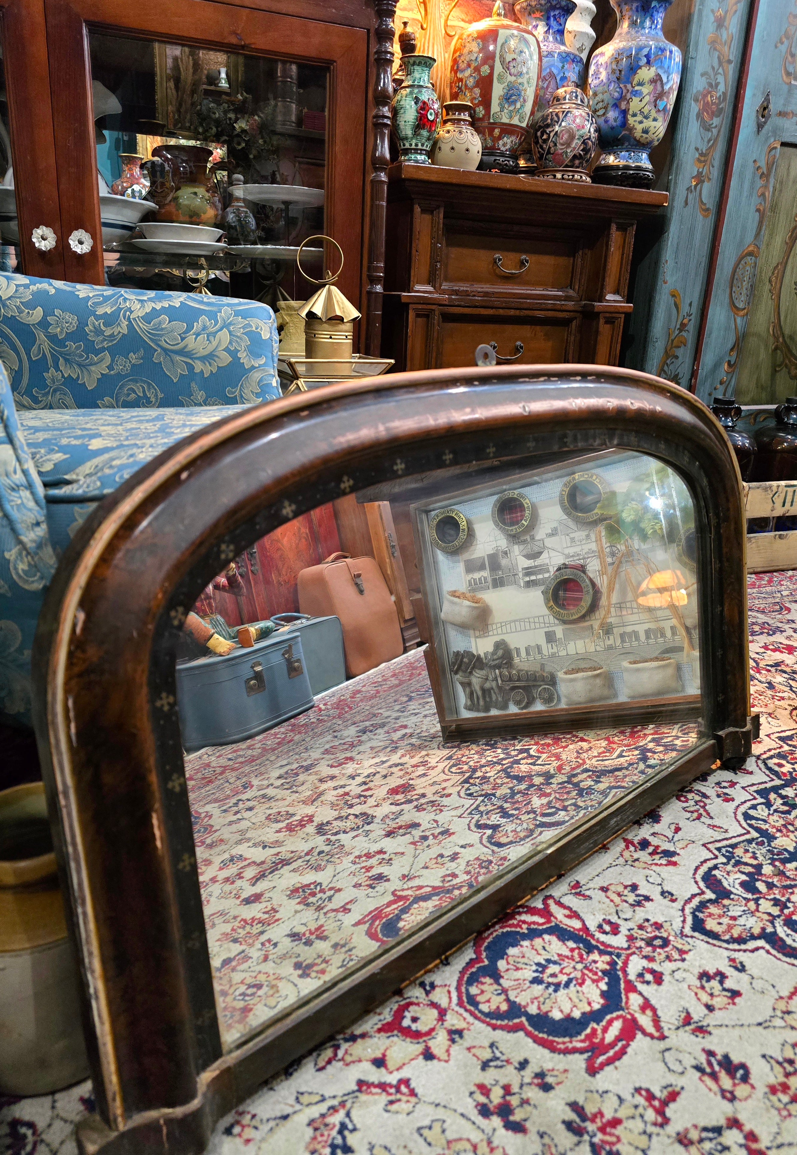Antique 19th century french original overmantle wall mirror