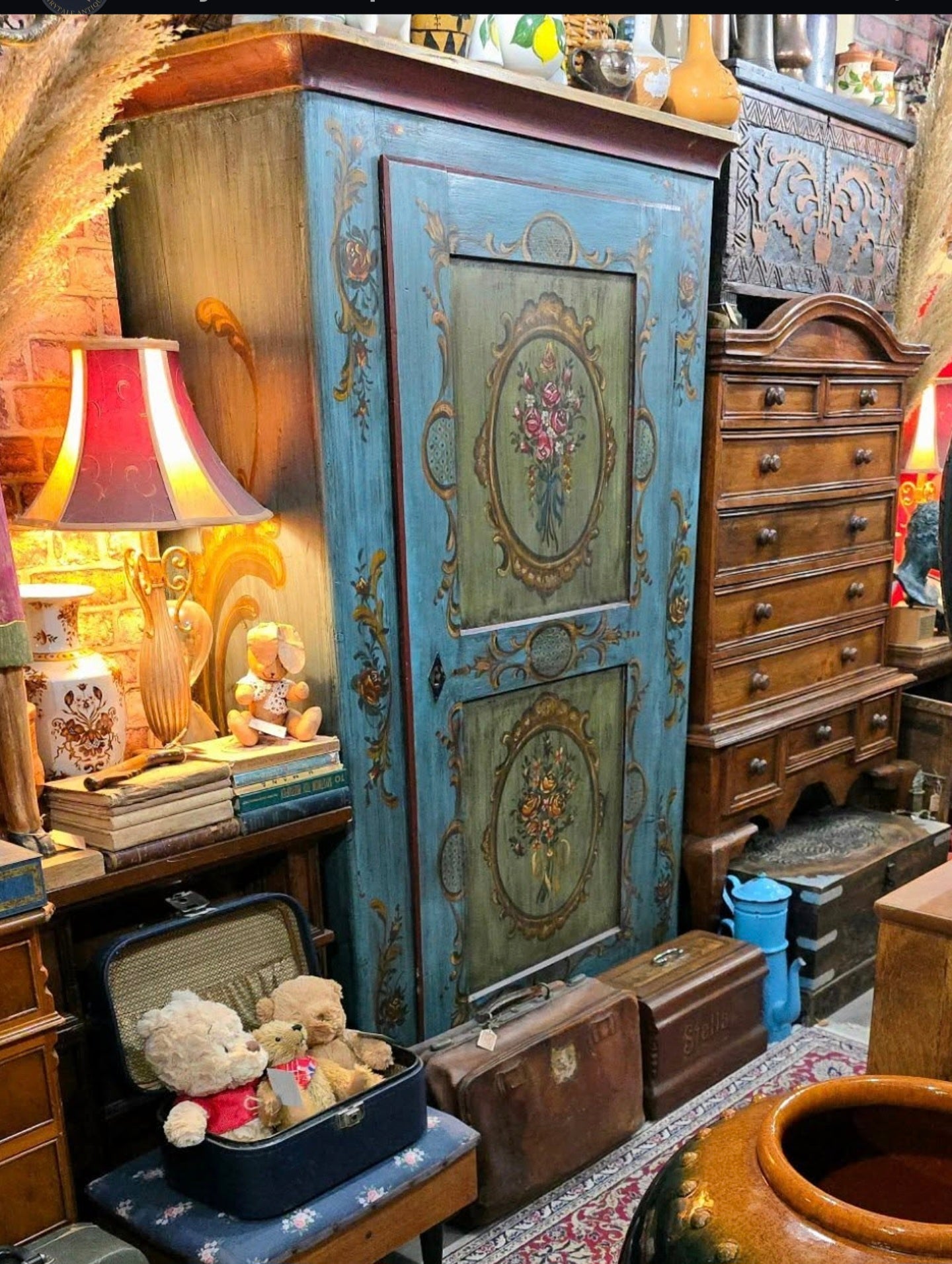 Antique beautiful Italian handpainted wardrobe