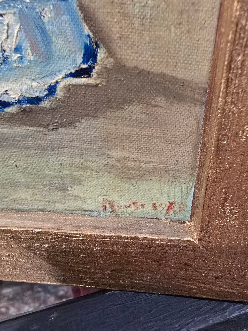 Vintage folding double portrait painting