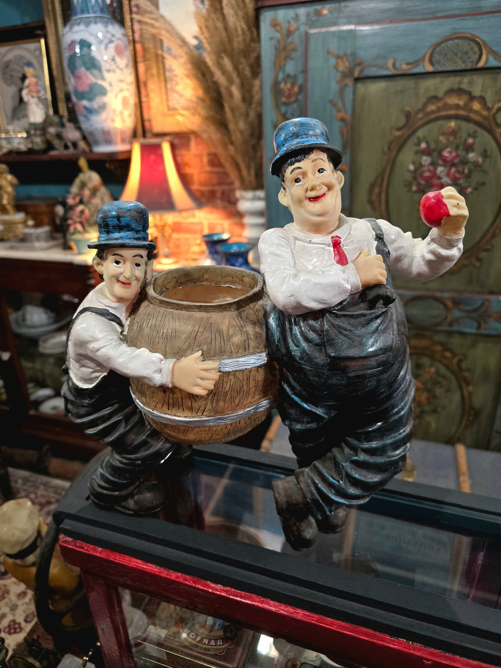 Vintage Laurel and Hardy plastic figural planter
