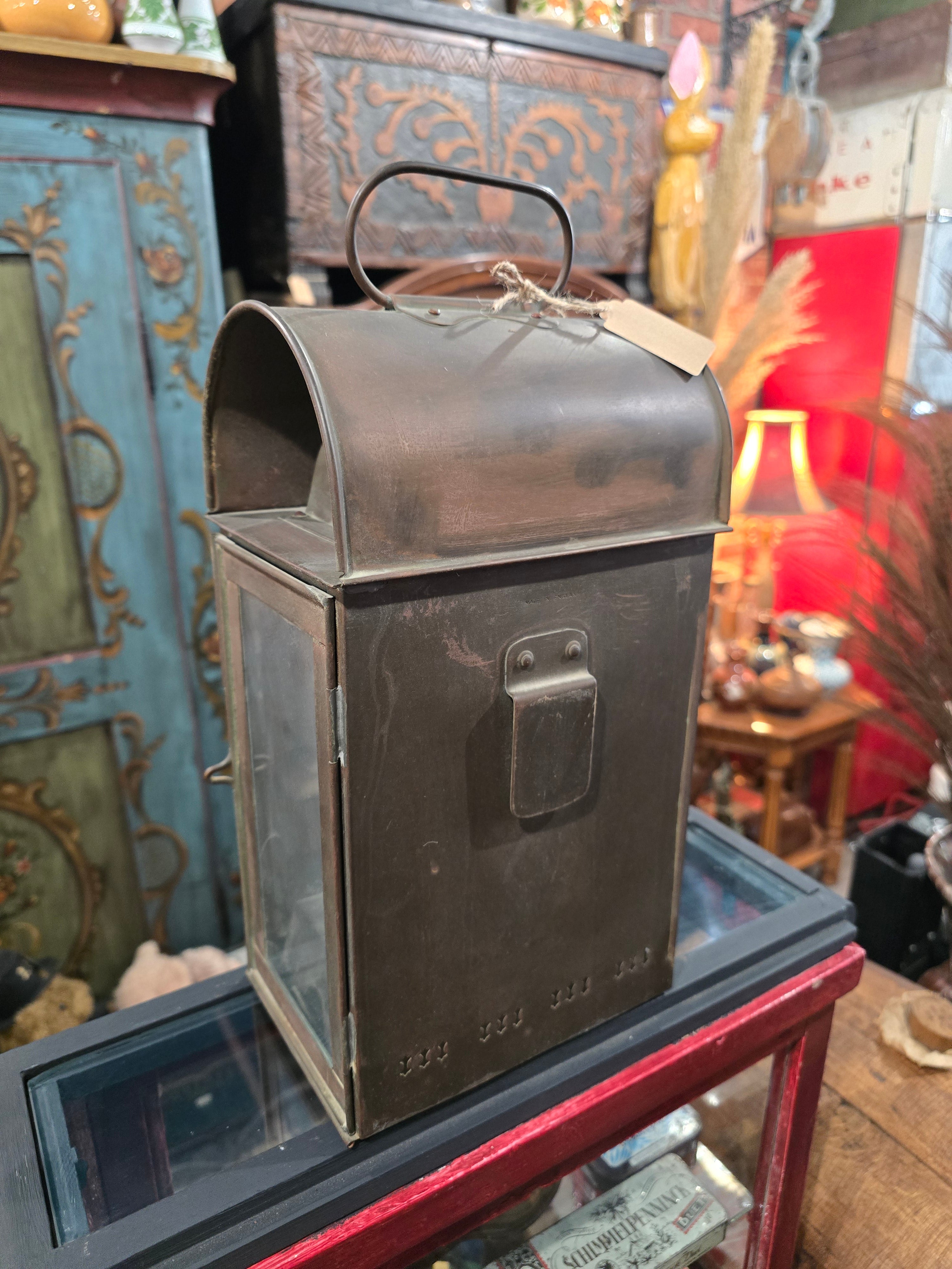 Vintage Railway Oil Lantern Made in England Glass