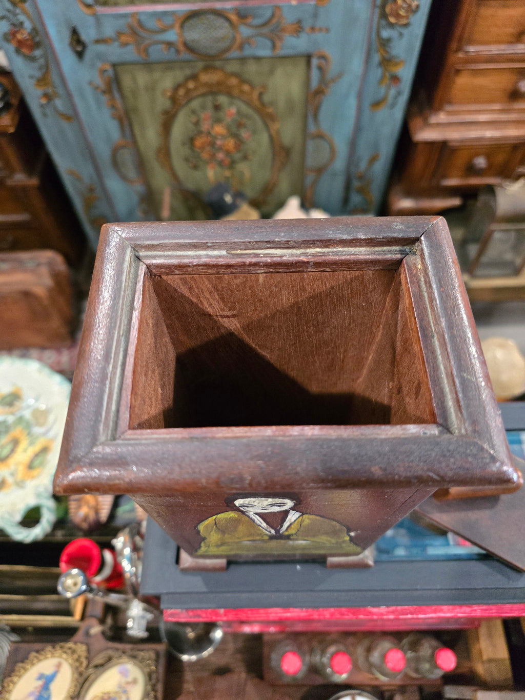 Vintage hand painted wooden box
