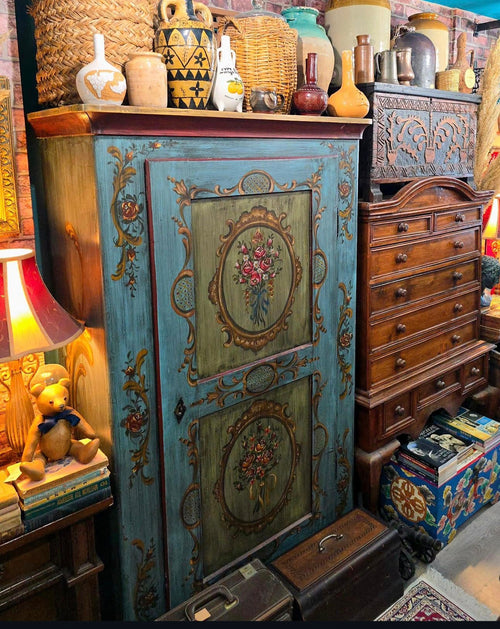 Antique beautiful Italian handpainted wardrobe