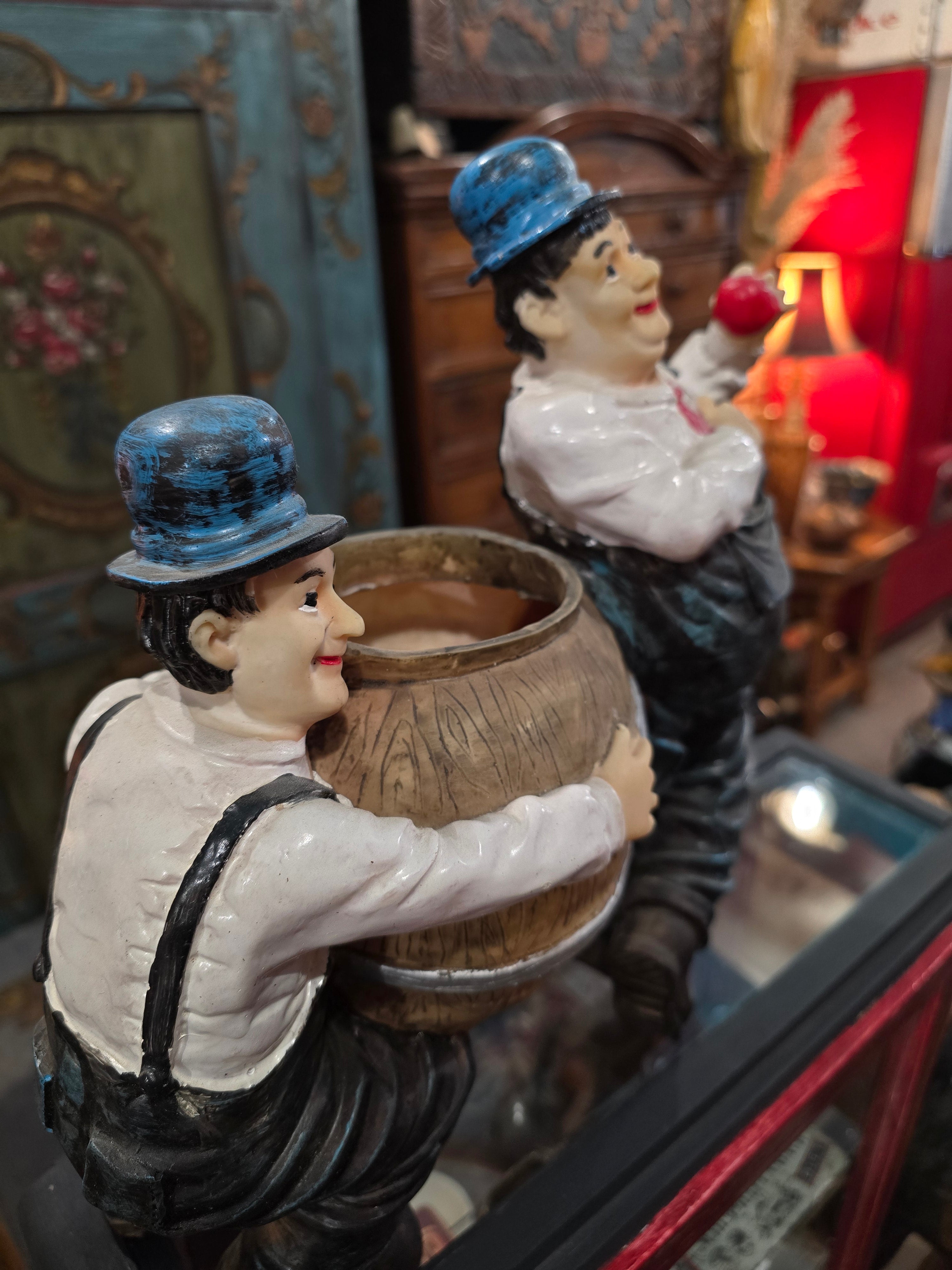 Vintage Laurel and Hardy plastic figural planter