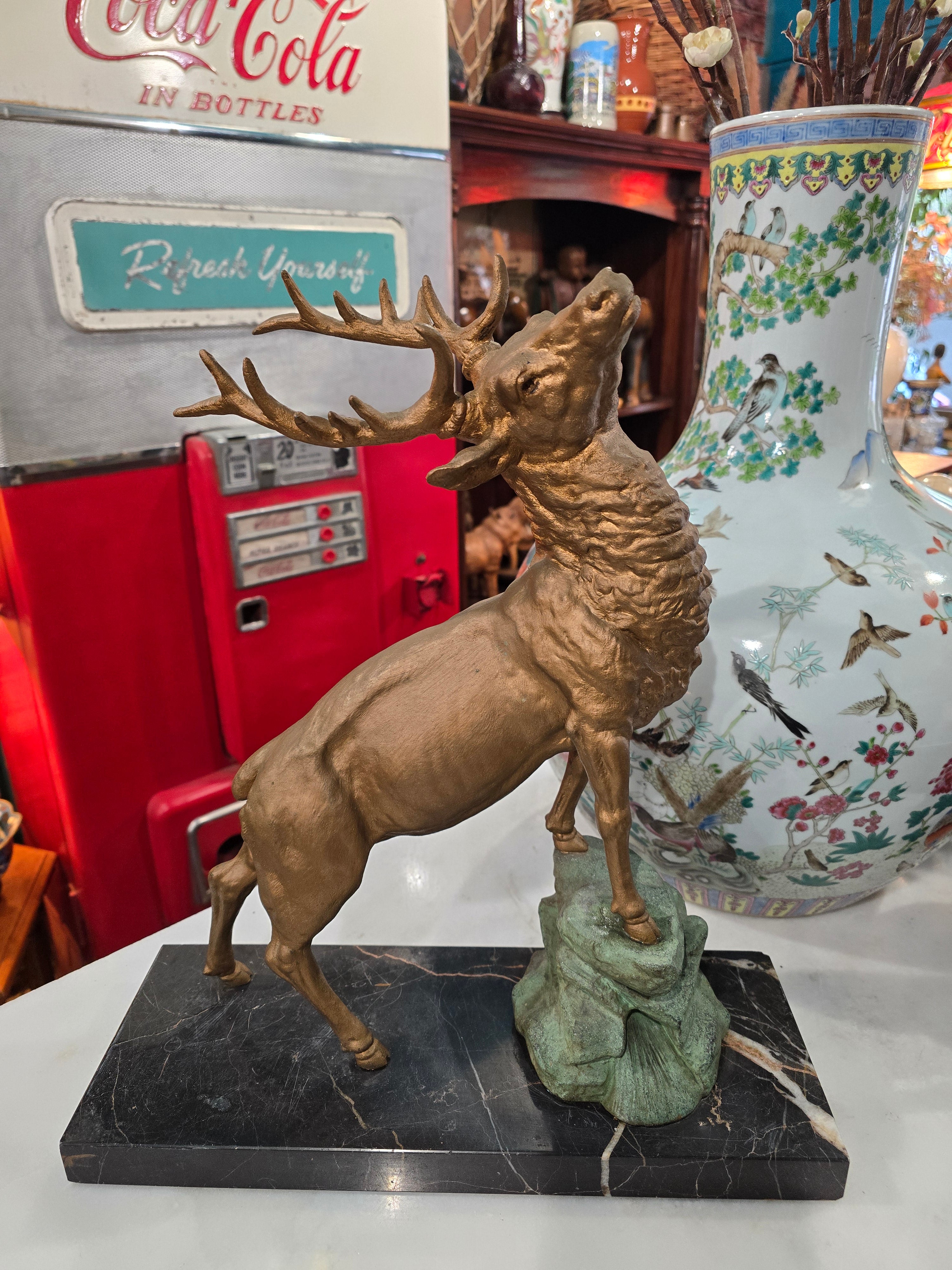 Antique Gilded Bronze Deer Sculpture
