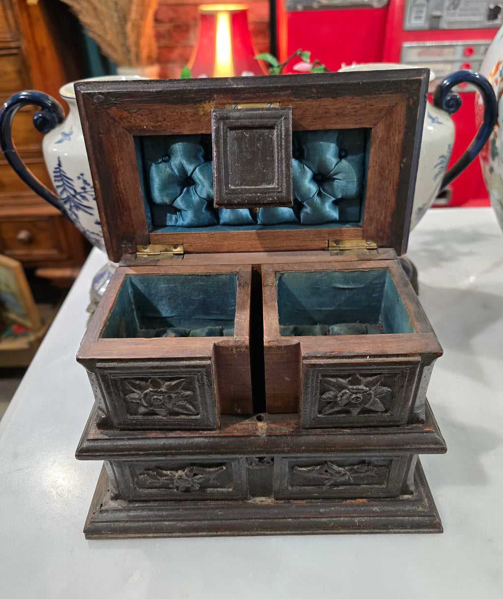 Antique 19th century Swiss Black Forest jewelry box