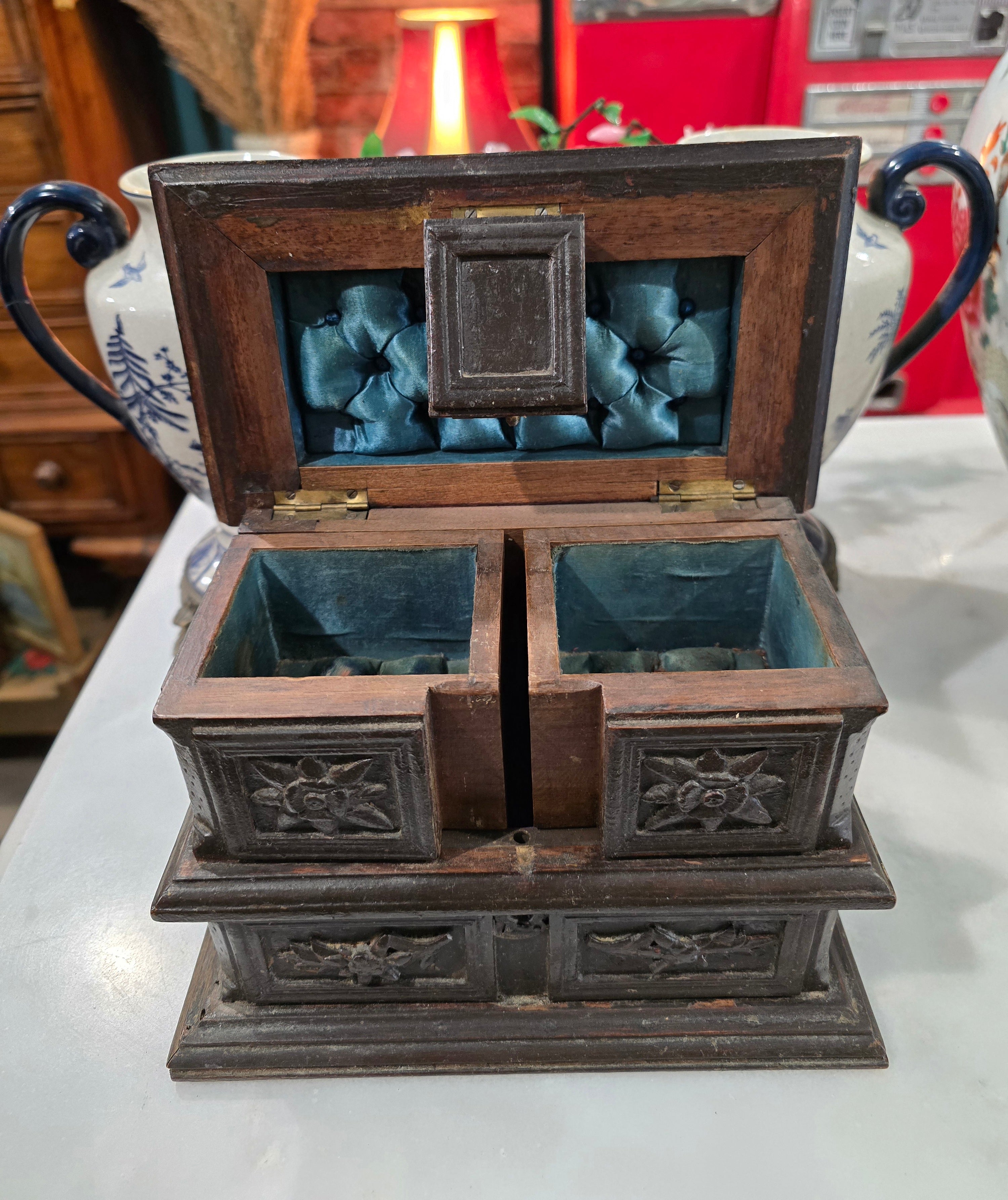 Antique 19th century Swiss Black Forest jewelry box