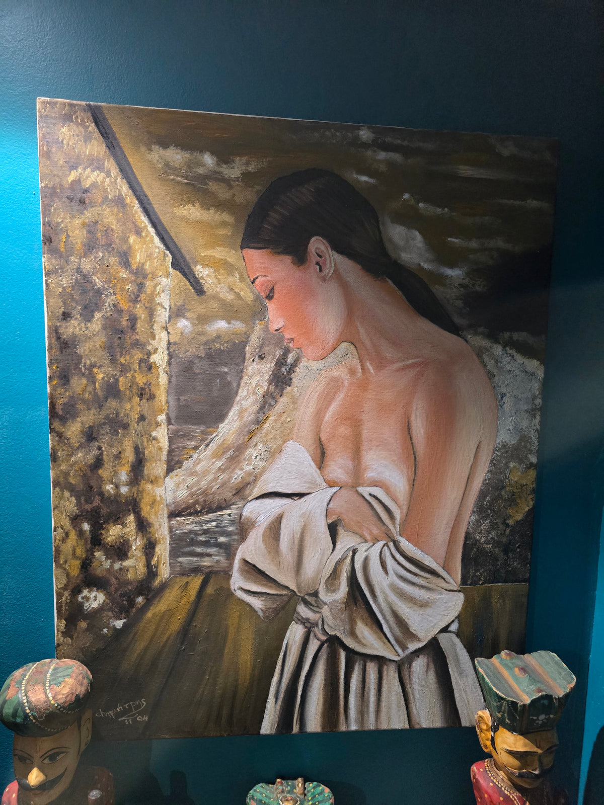 Vintage 2004 beautiful Cypriot painting of a woman