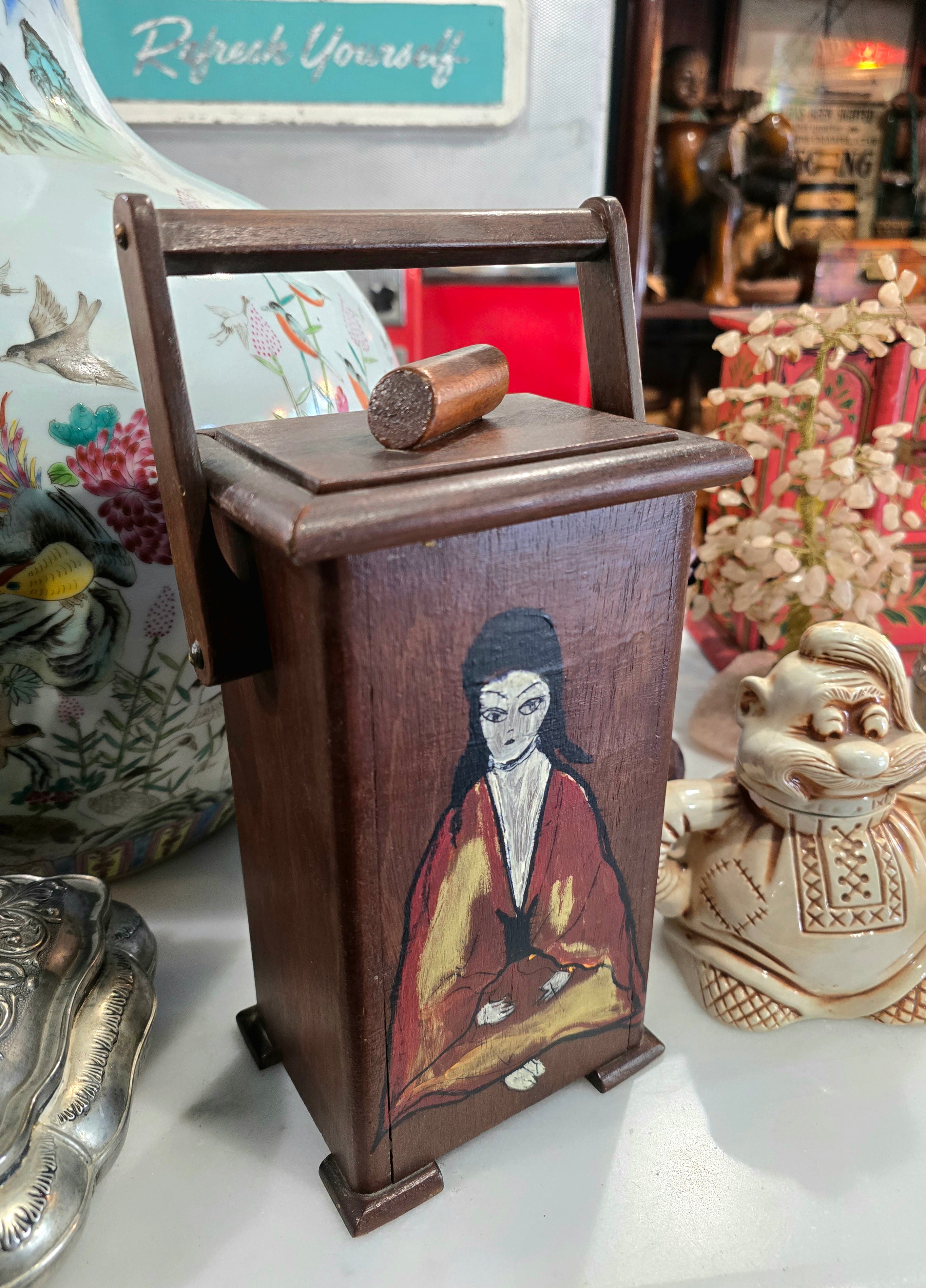 Vintage hand painted wooden box