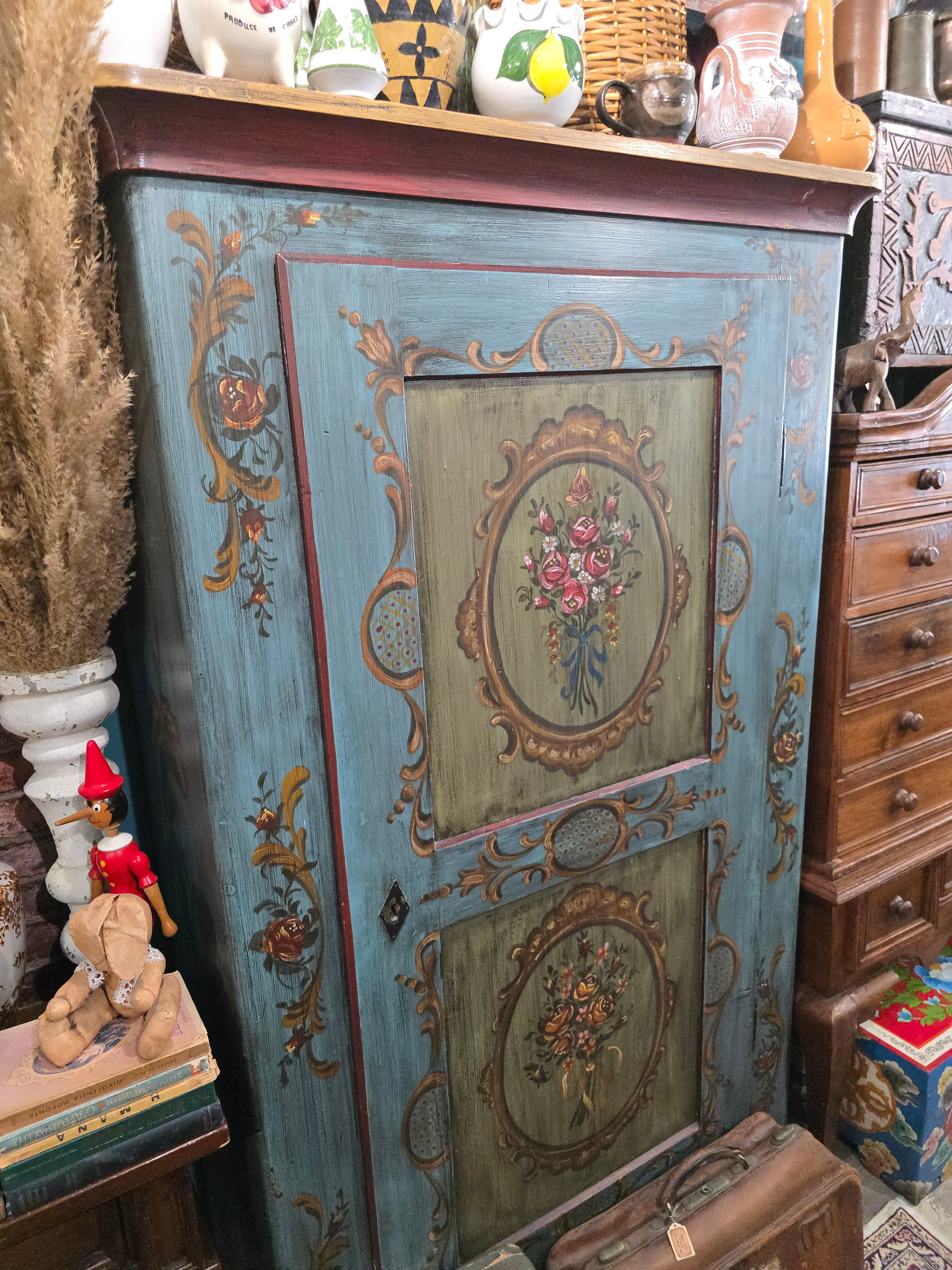 Antique beautiful Italian handpainted wardrobe