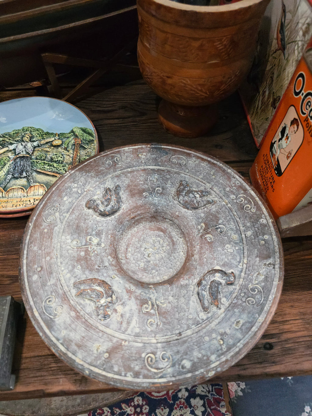 Vintage heavy terracotta plate or bowl