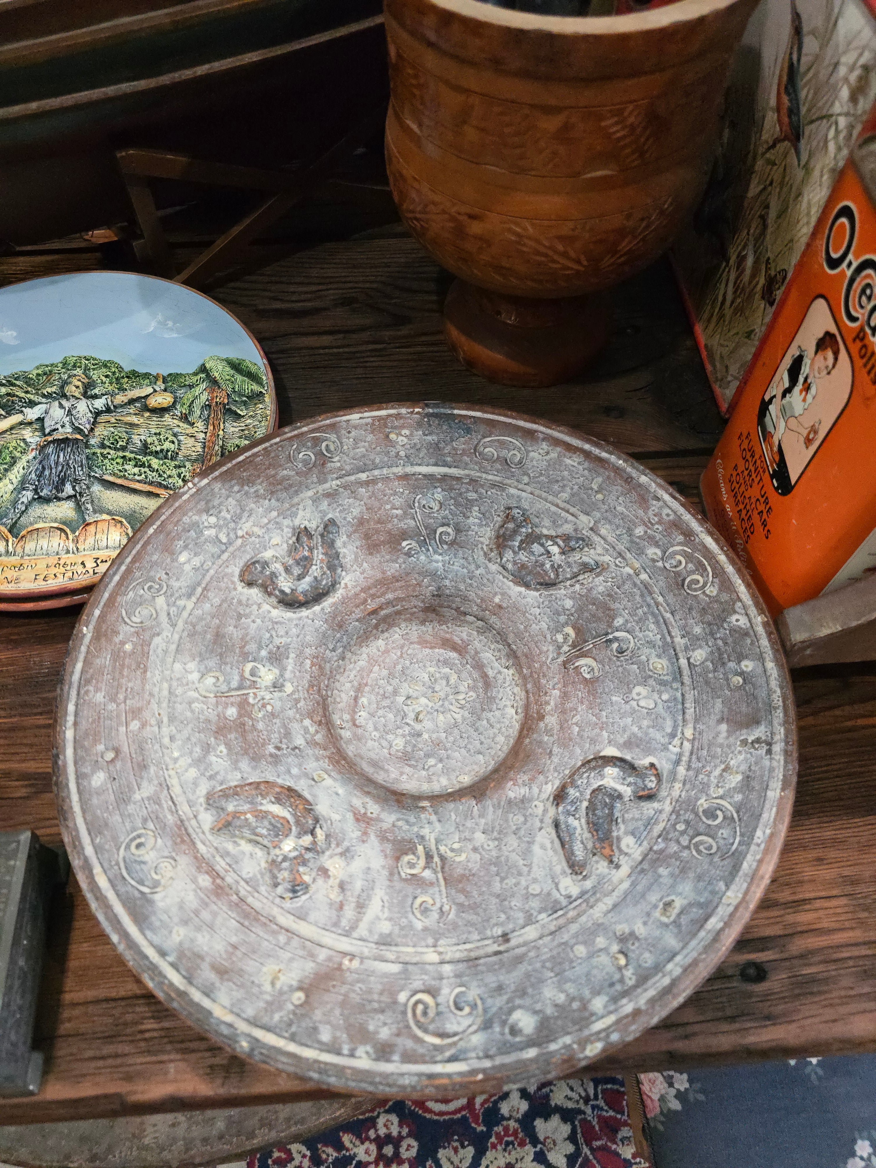 Vintage heavy terracotta plate or bowl