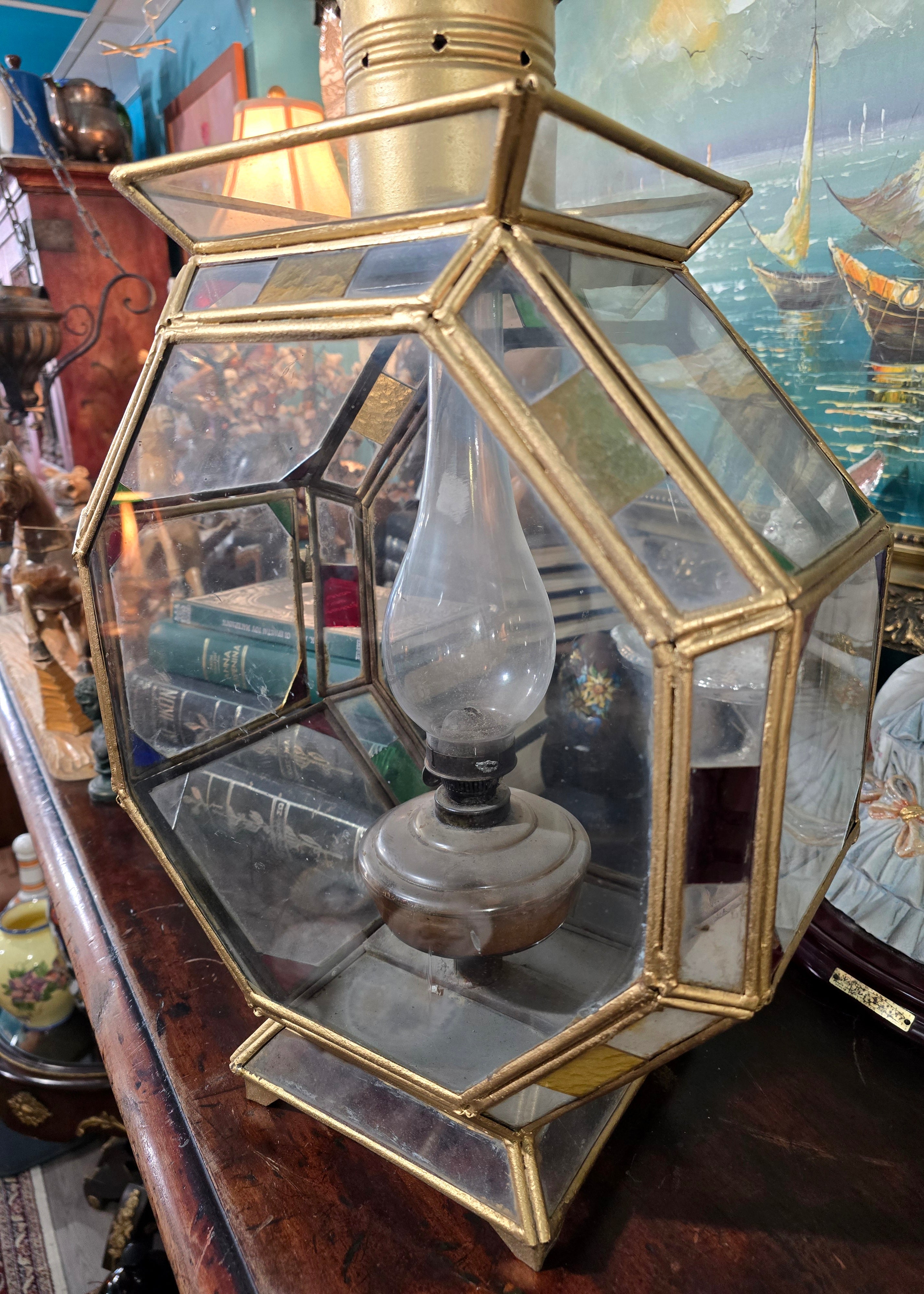 Vintage Art Nouveau Octagon Ceiling floor Light