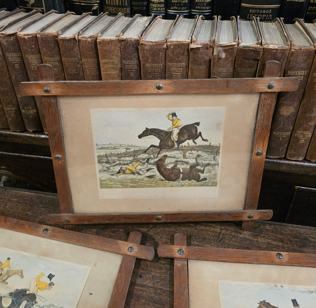 Antique framed fox hunting prints after the British artist Henry Thomas Alken (1785–1851)