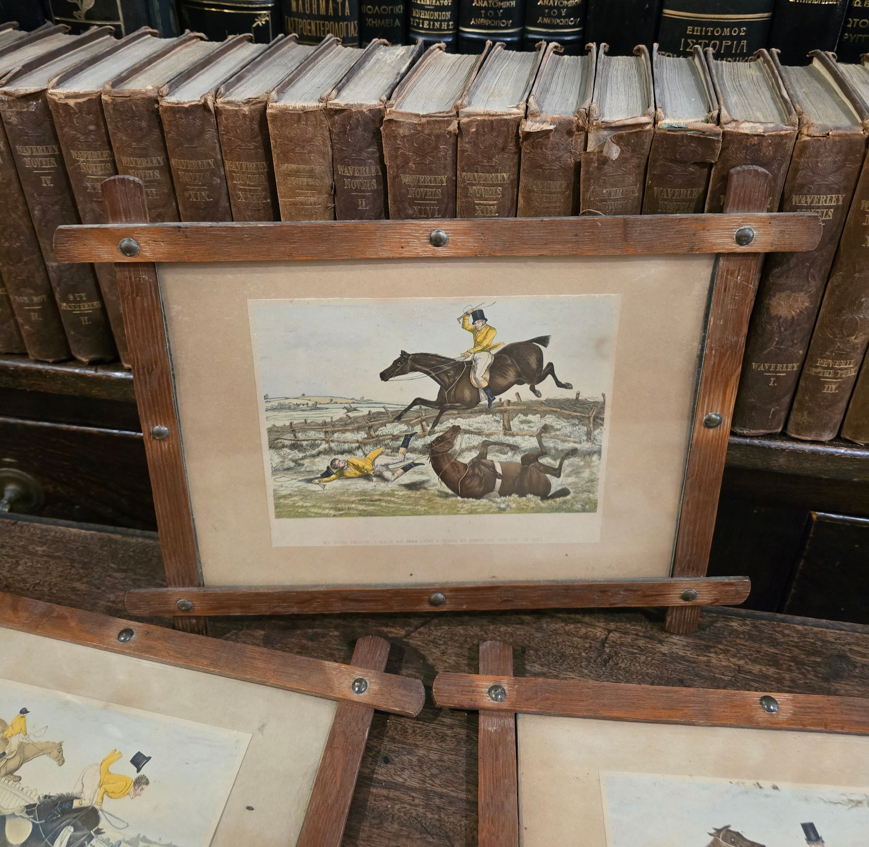 Antique framed fox hunting prints after the British artist Henry Thomas Alken (1785–1851)