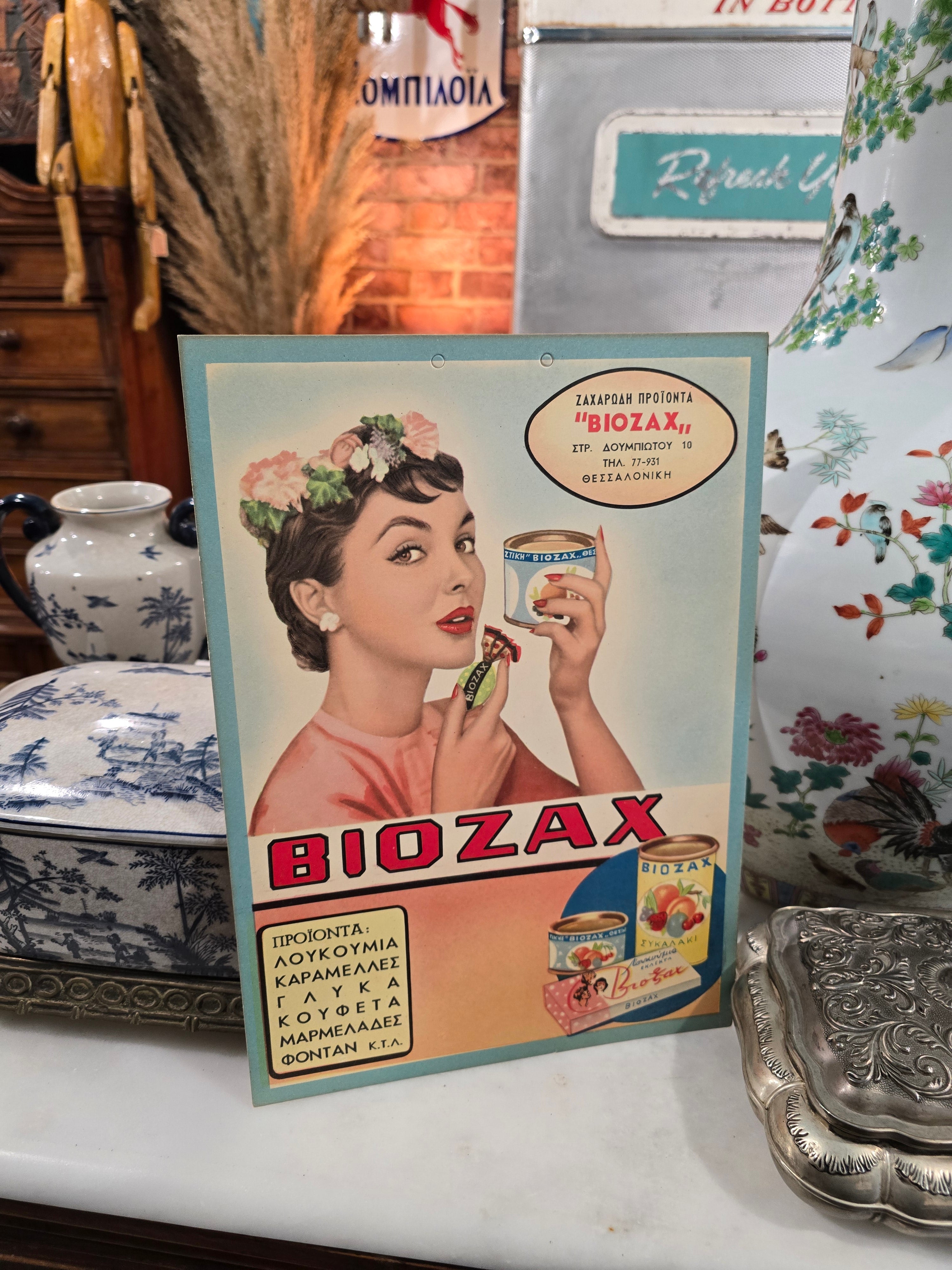 Vintage Greek Sweets Cardboard Advert 1960s