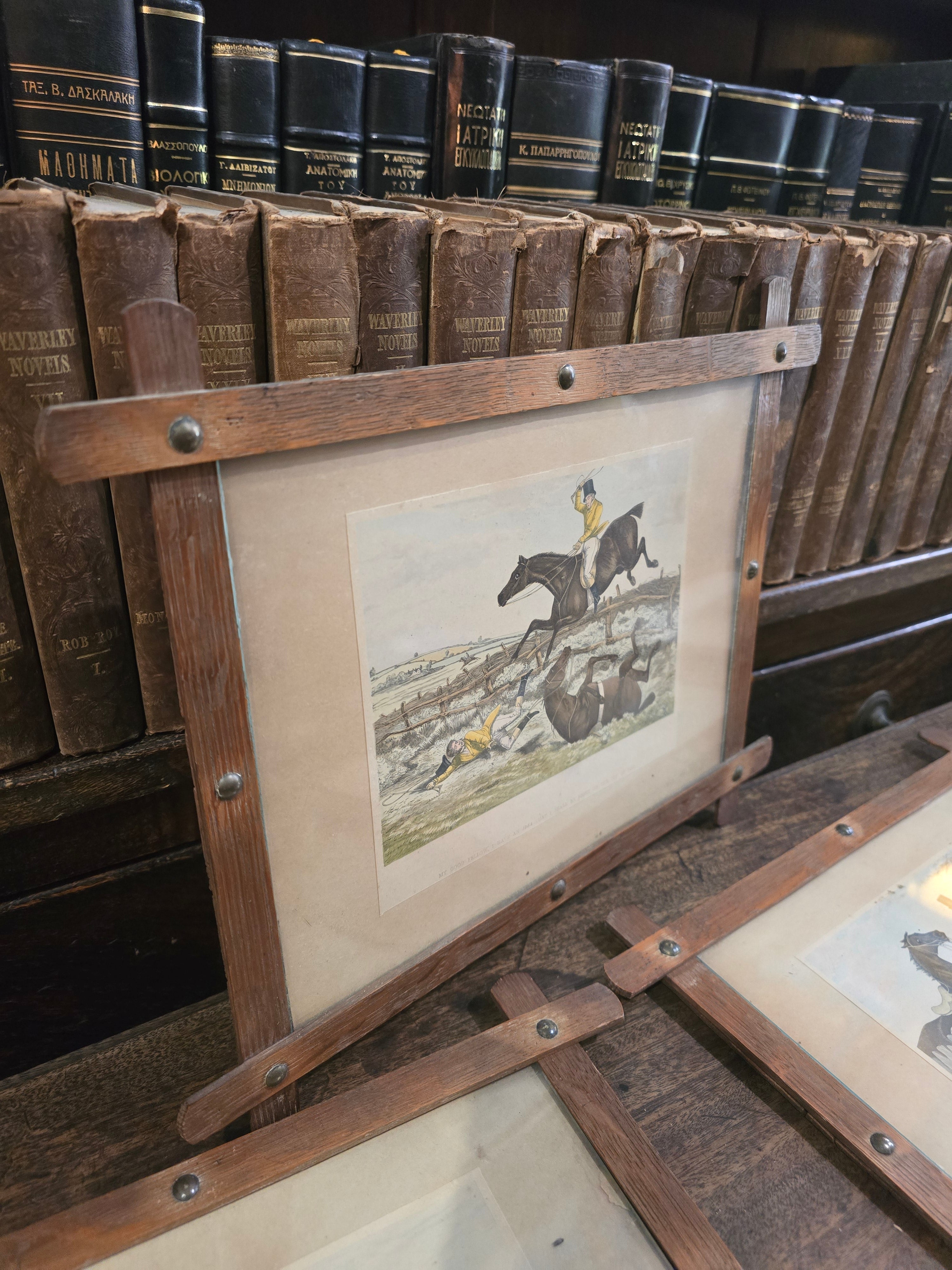 Antique framed fox hunting prints after the British artist Henry Thomas Alken (1785–1851)
