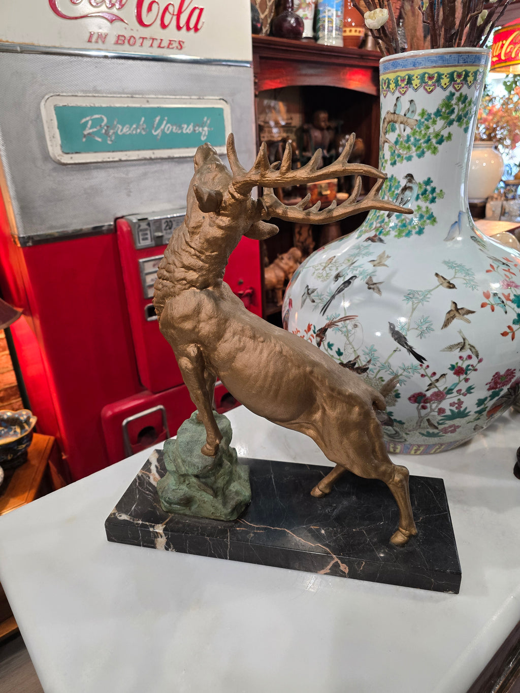 Antique Gilded Bronze Deer Sculpture