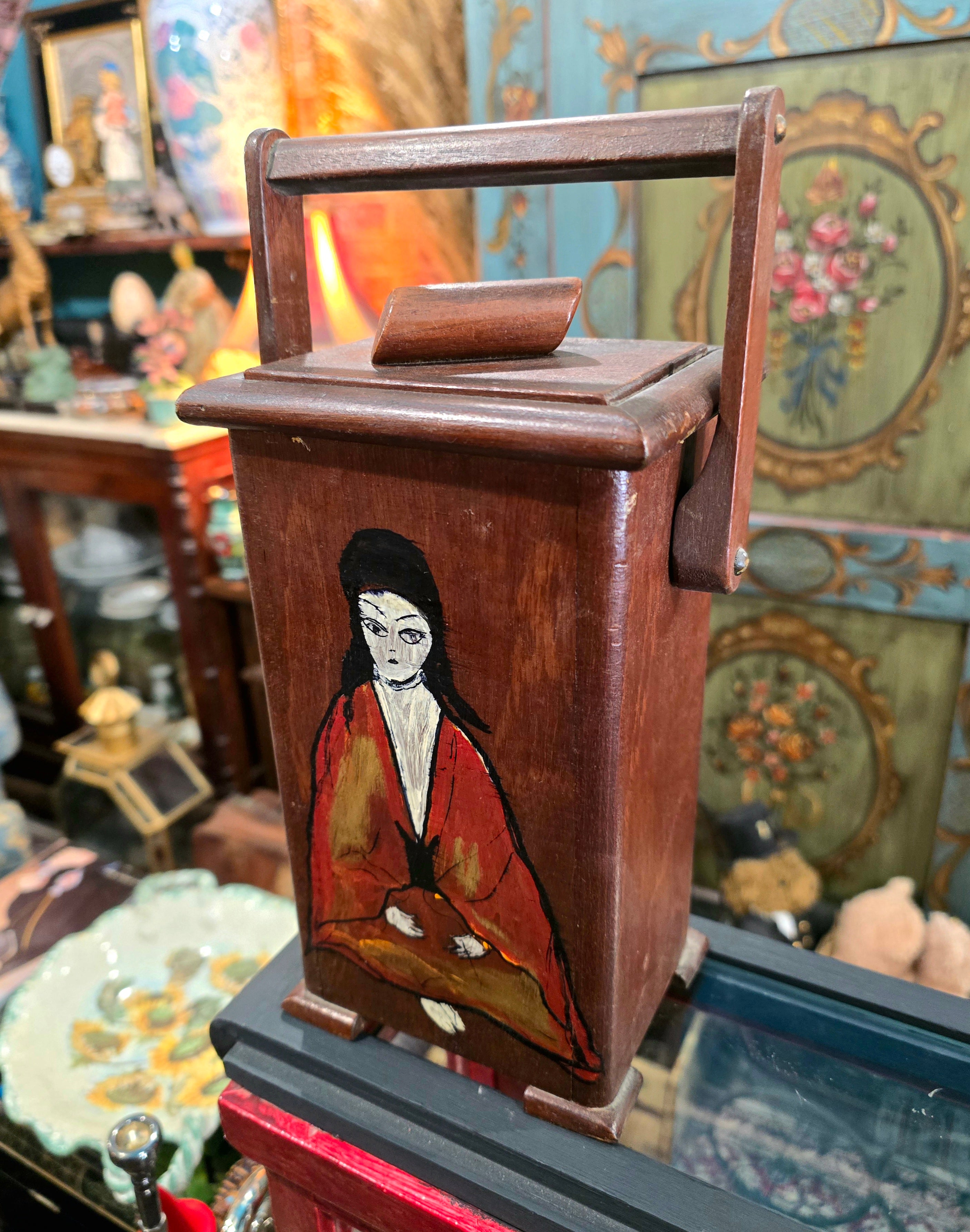 Vintage hand painted wooden box