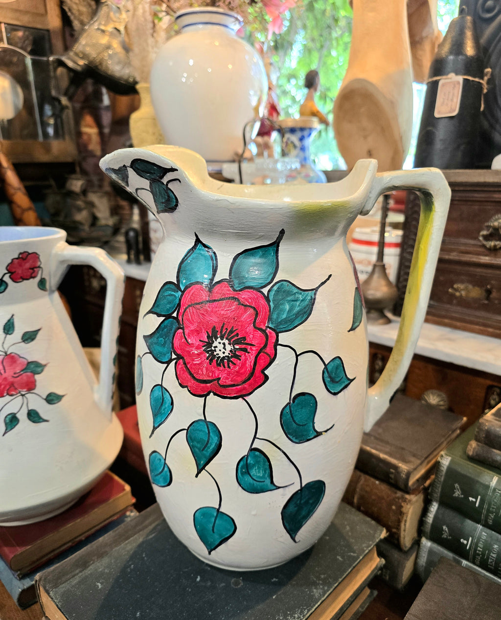 Vintage hand painted ceramic pitchers set