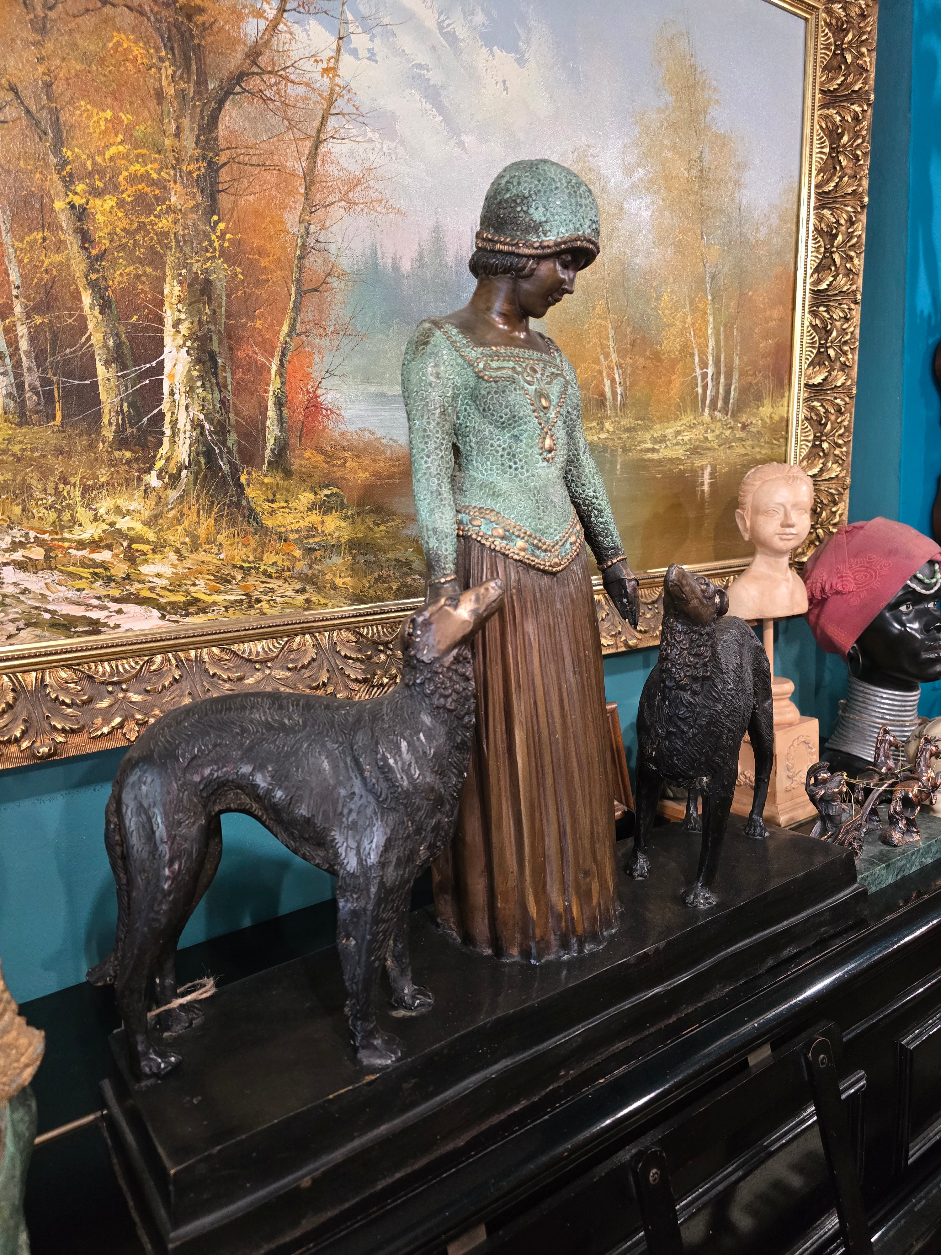 Vintage heavy sculpture is titled "Les Amis Toujours" Friends Forever