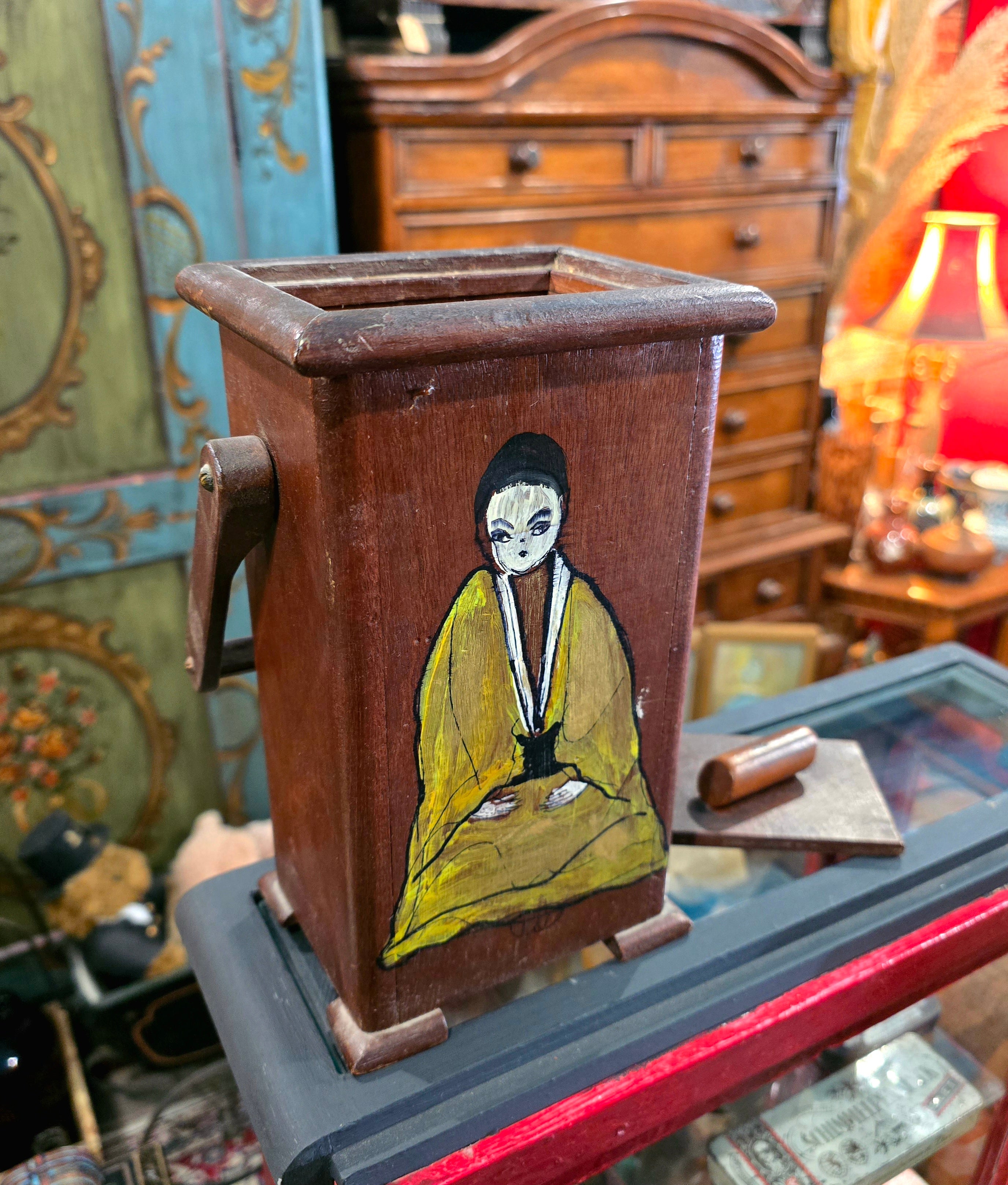 Vintage hand painted wooden box
