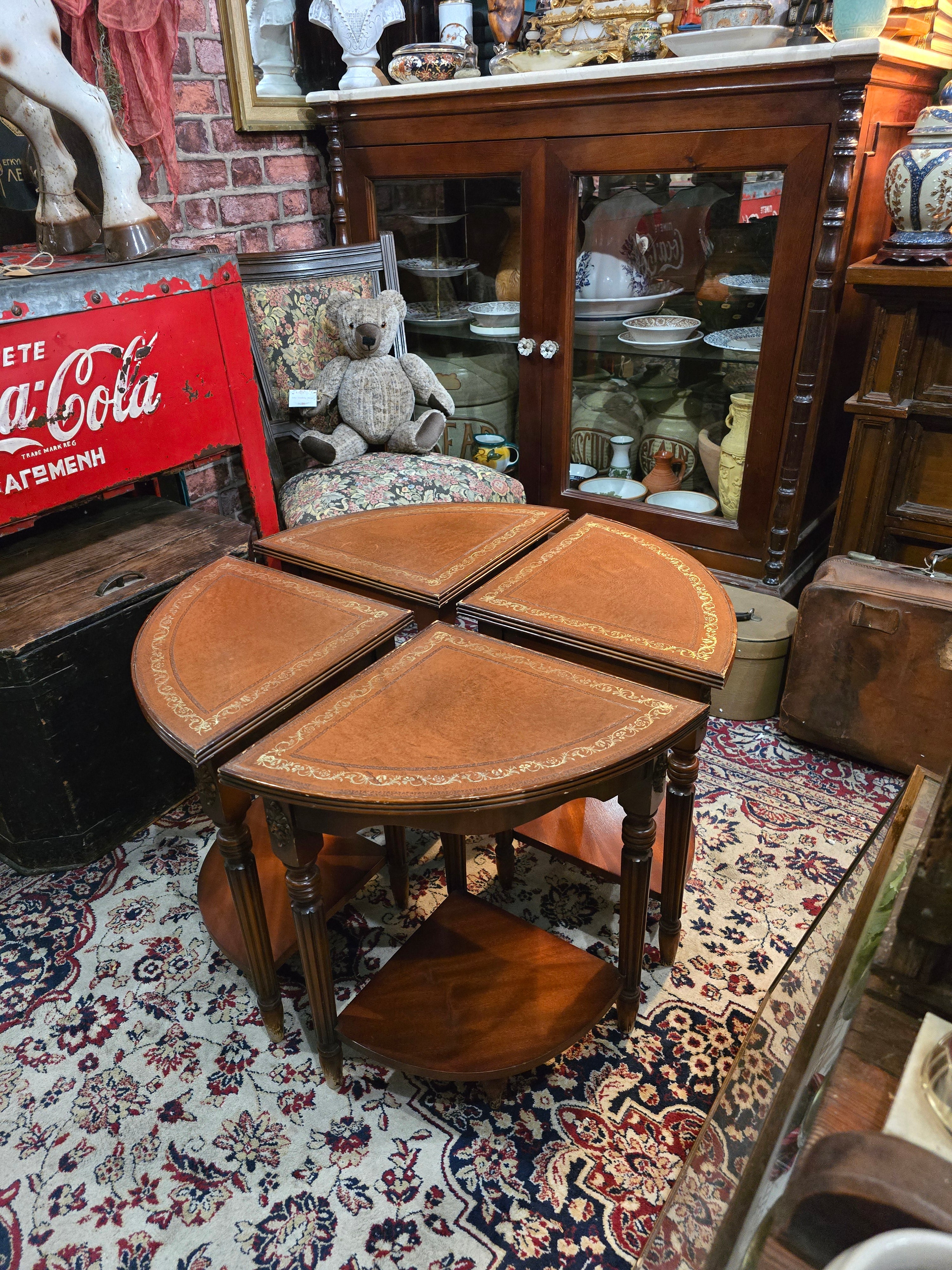 Antique circular nest of wooden library coffee tables