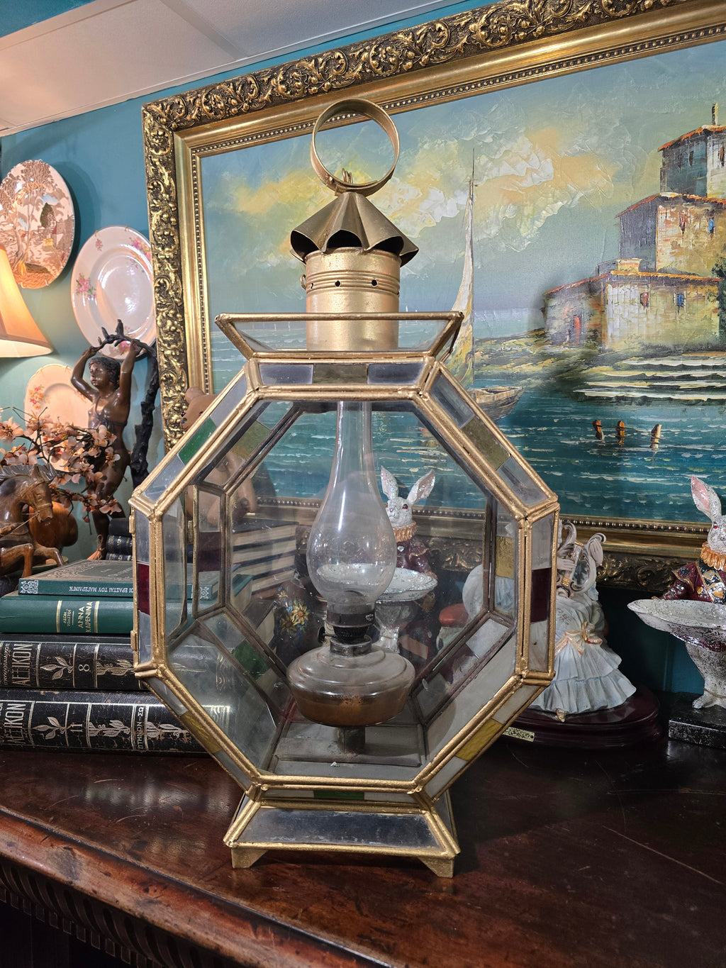 Vintage Art Nouveau Octagon Ceiling floor Light