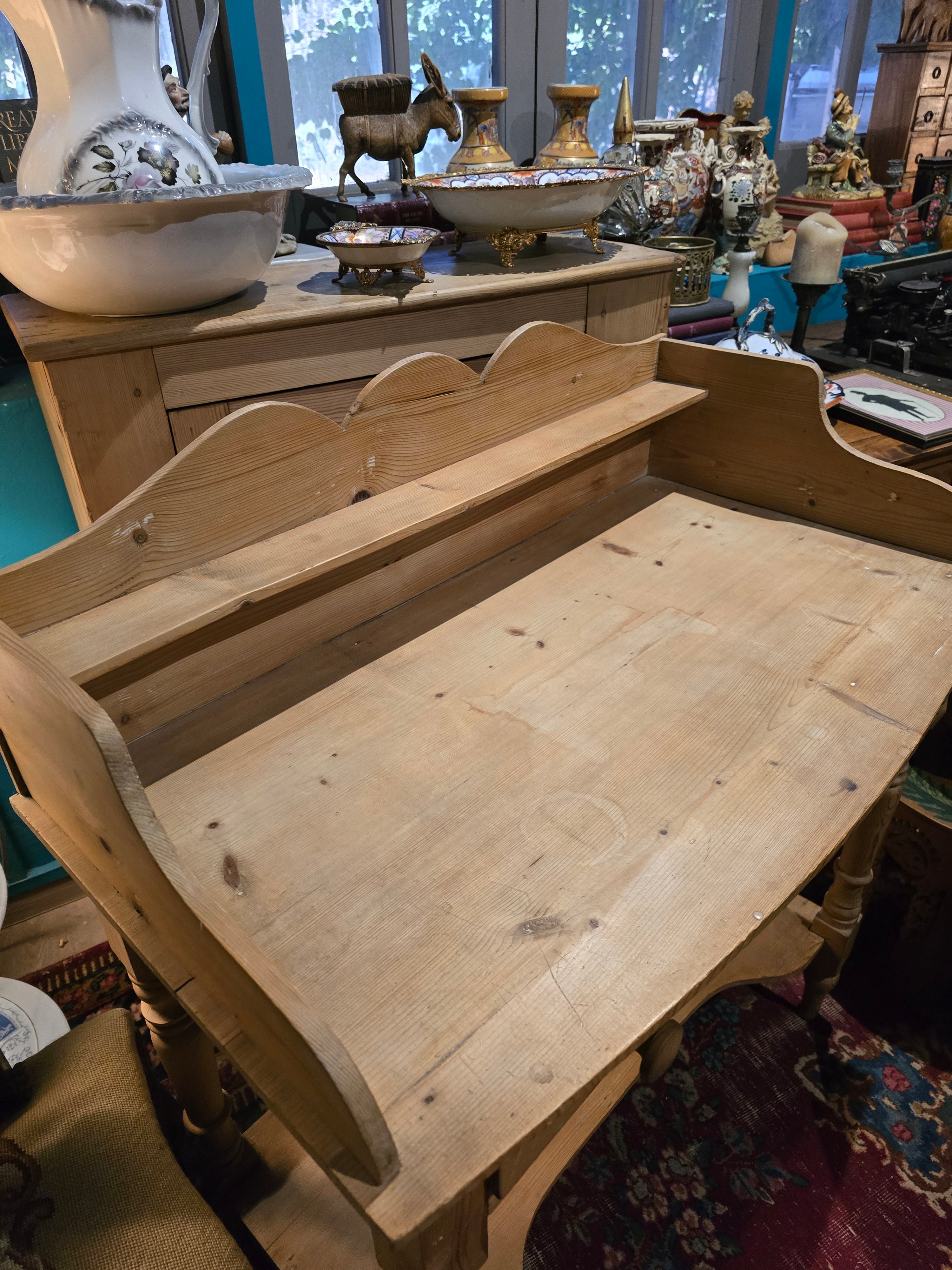 Antique Victorian wooden pine washstand