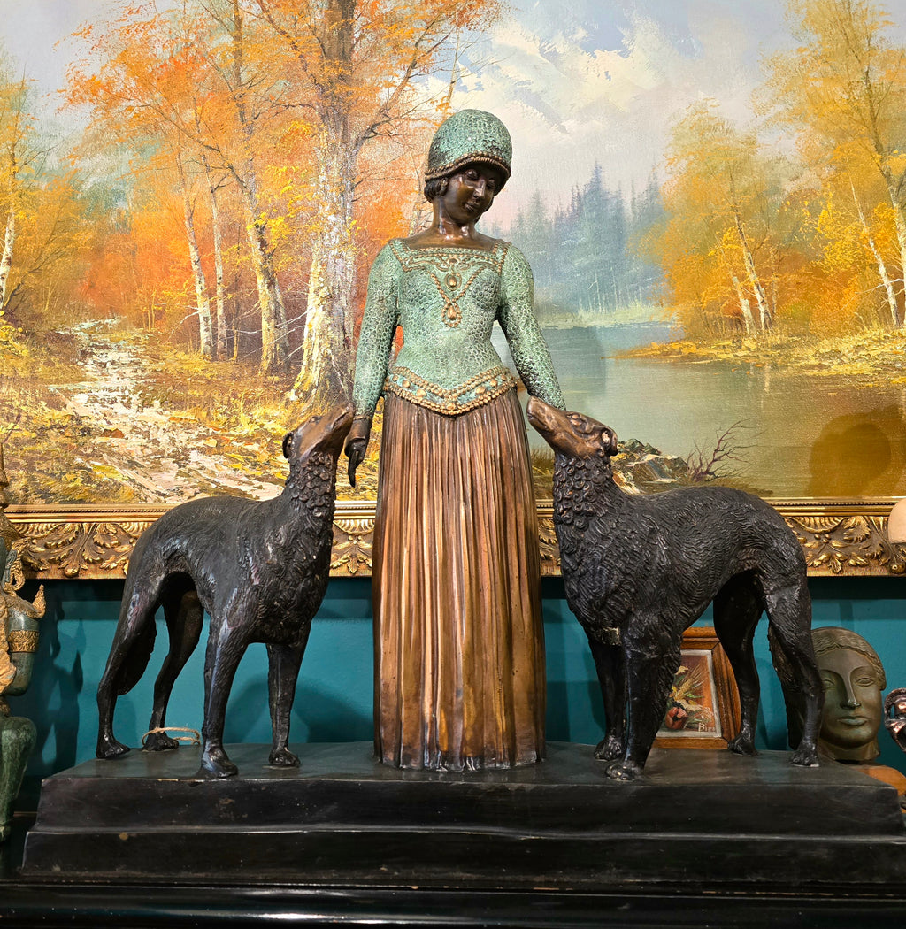 Vintage heavy sculpture is titled "Les Amis Toujours" Friends Forever