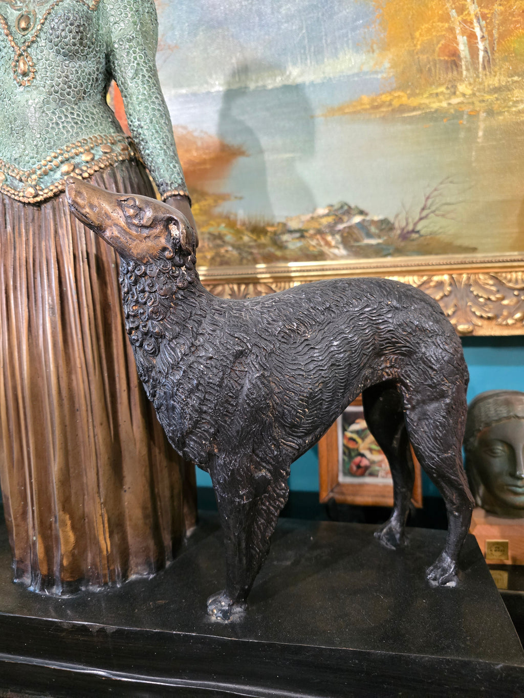 Vintage heavy sculpture is titled "Les Amis Toujours" Friends Forever
