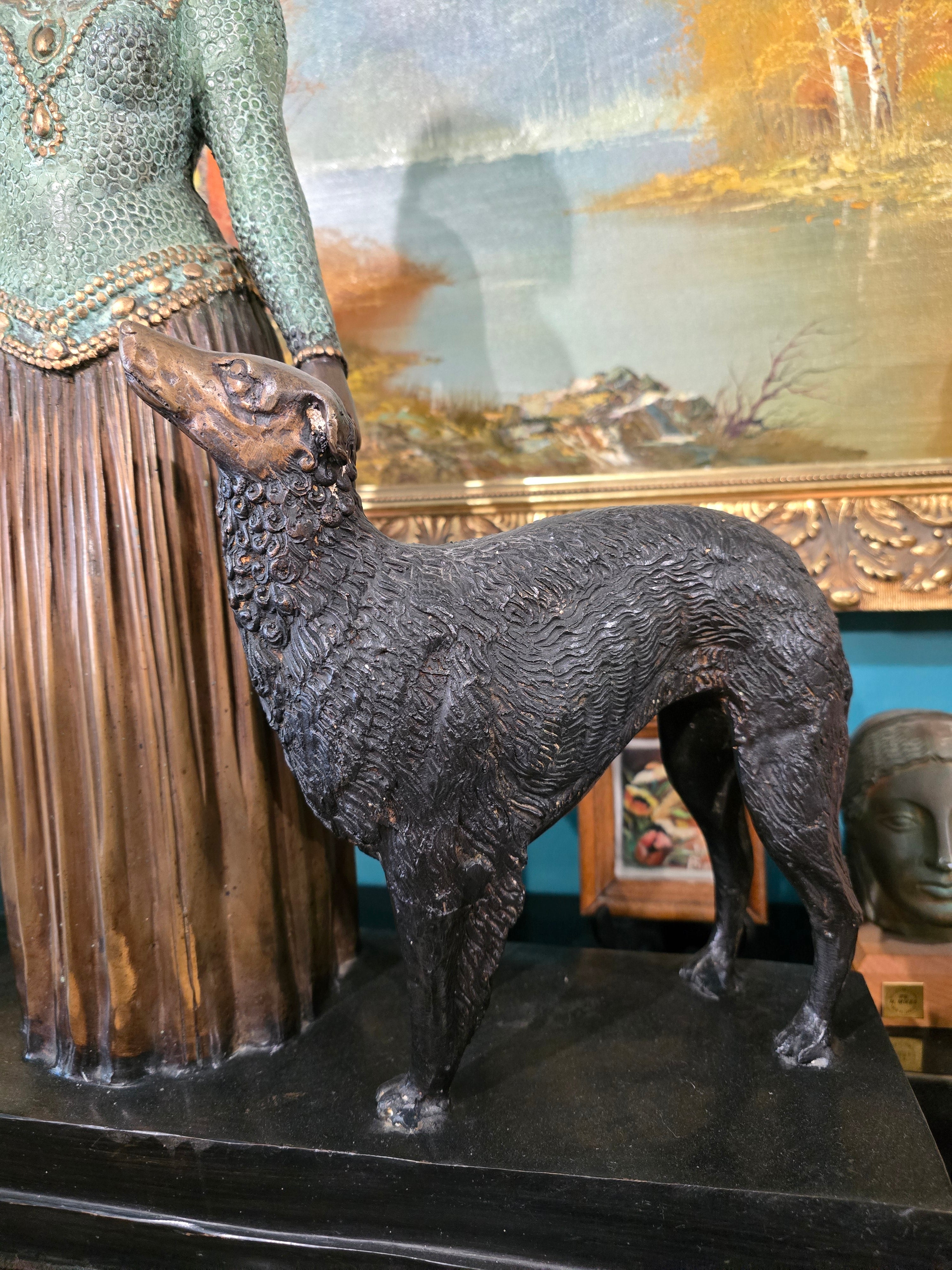 Vintage heavy sculpture is titled "Les Amis Toujours" Friends Forever