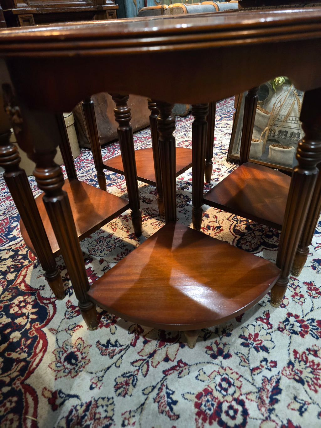 Antique circular nest of wooden library coffee tables