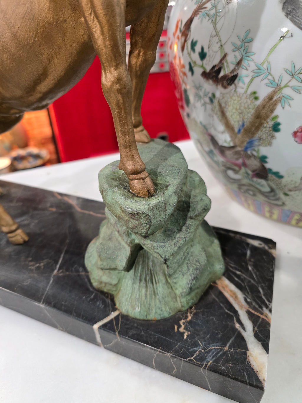 Antique Gilded Bronze Deer Sculpture