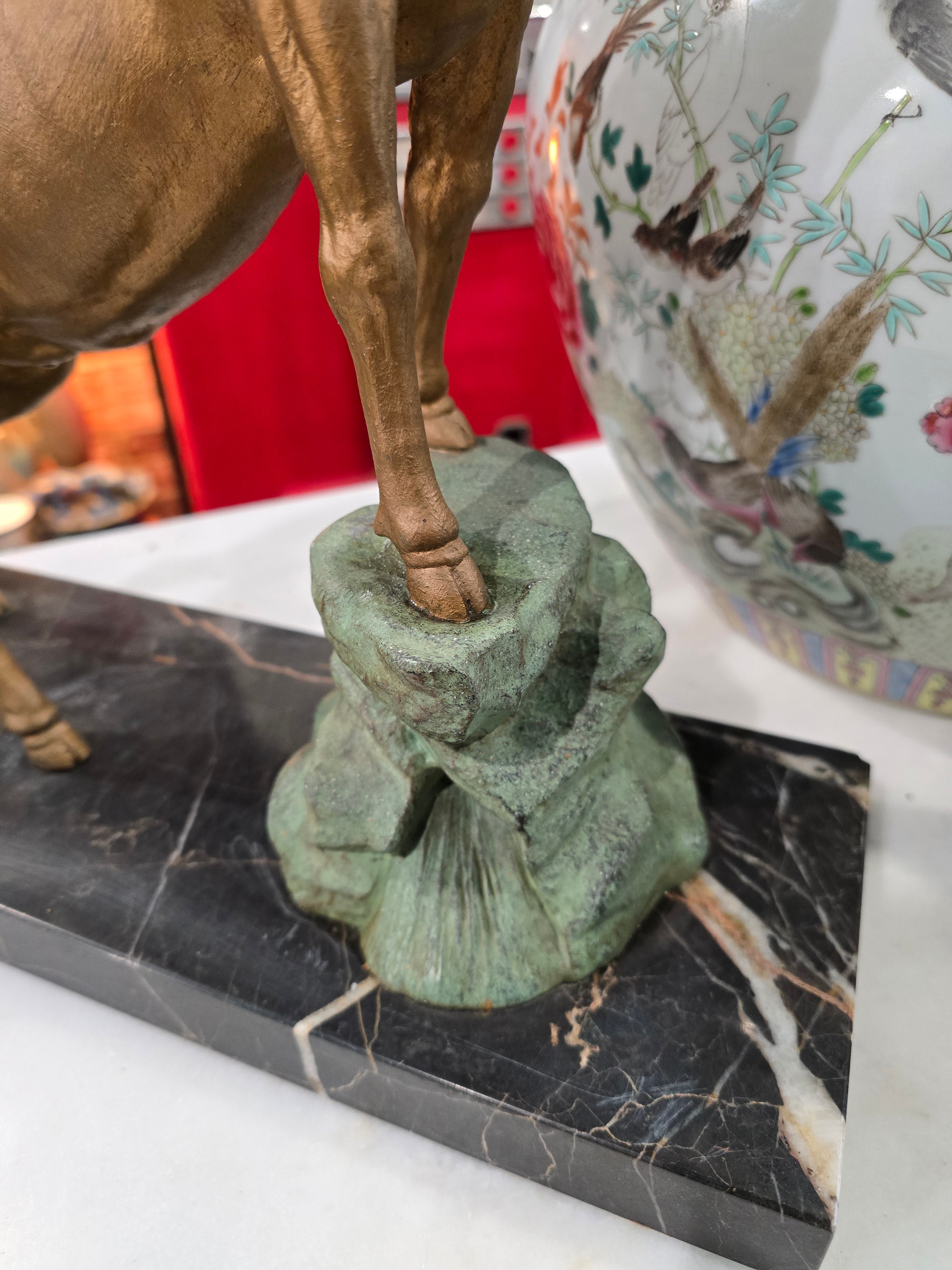 Antique Gilded Bronze Deer Sculpture