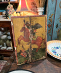 Antique religious wooden hand painted saint