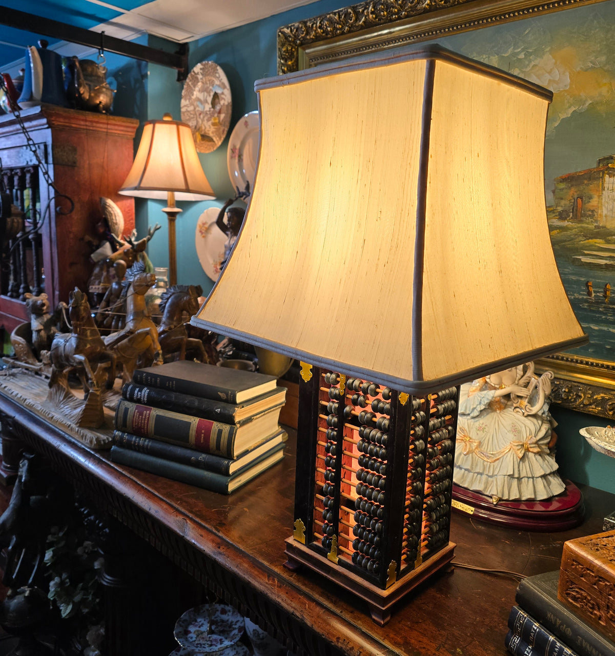 Vintage Chinese abacus table lamp