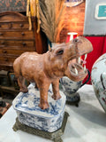 Vintage leather-wrapped hippopotamus figure
