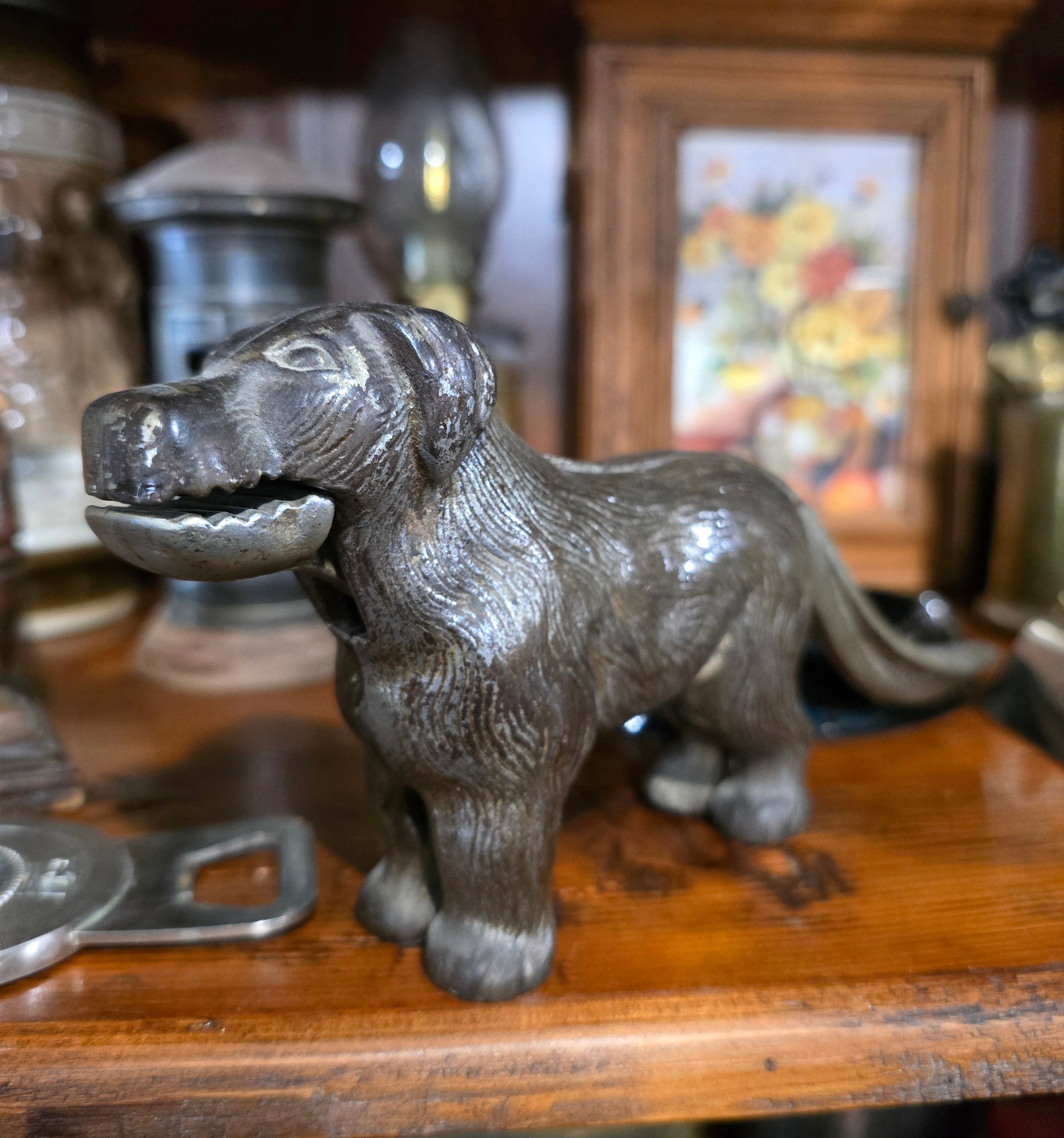 Antique Victorian-era cast iron dog nutcracker
