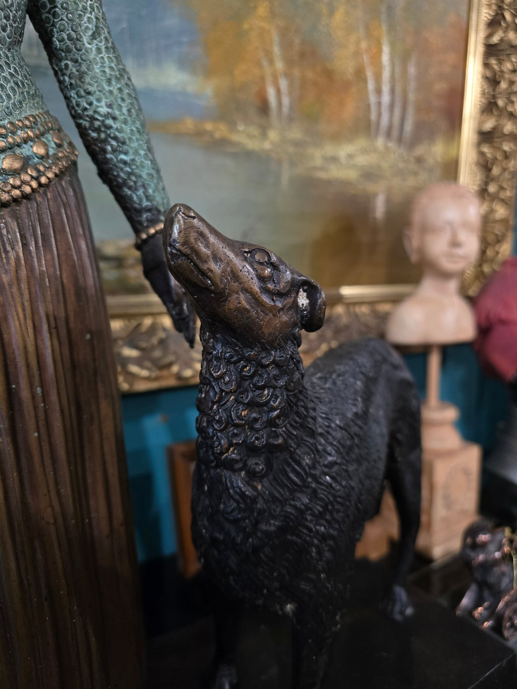 Vintage heavy sculpture is titled "Les Amis Toujours" Friends Forever