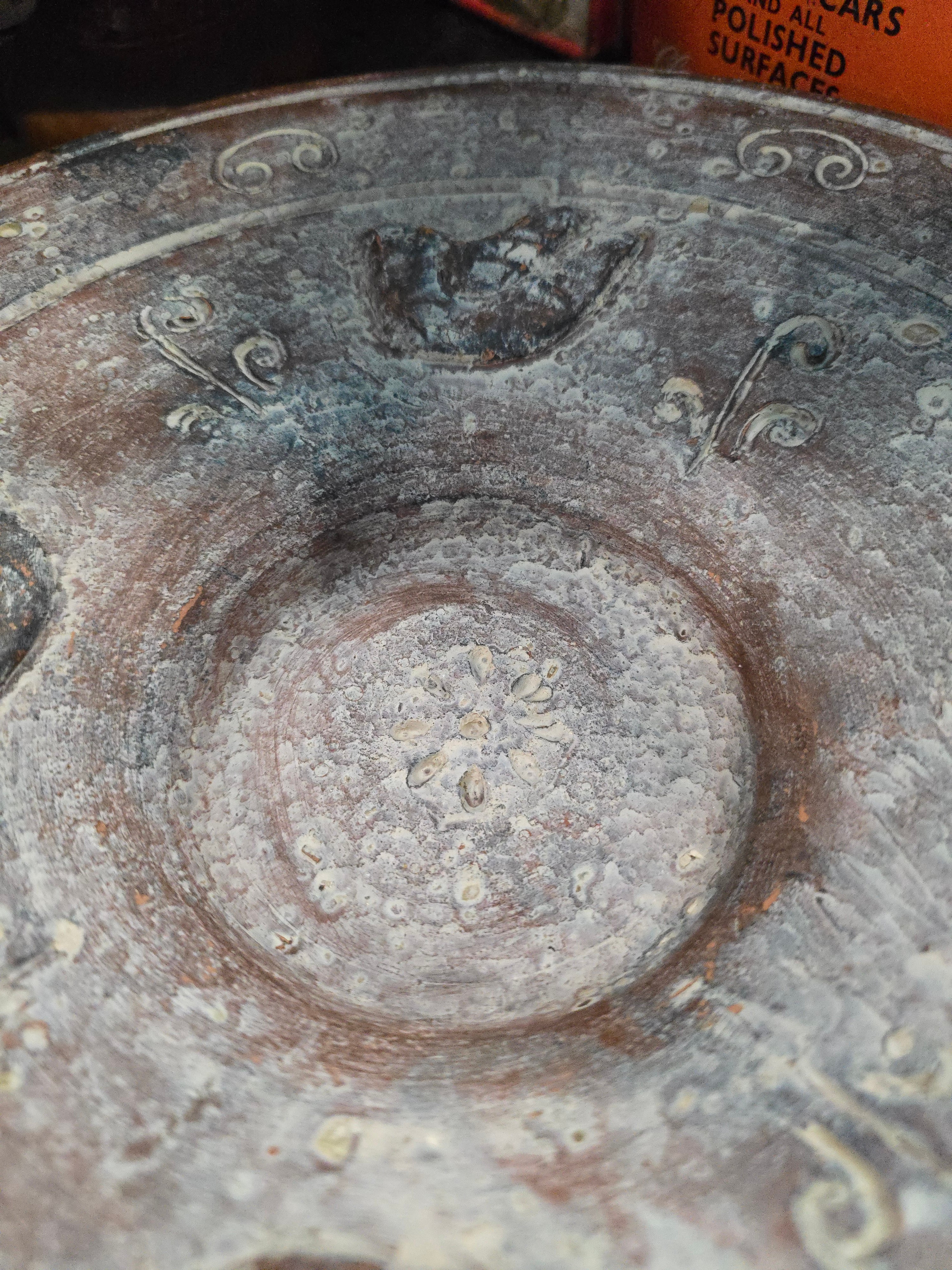 Vintage heavy terracotta plate or bowl