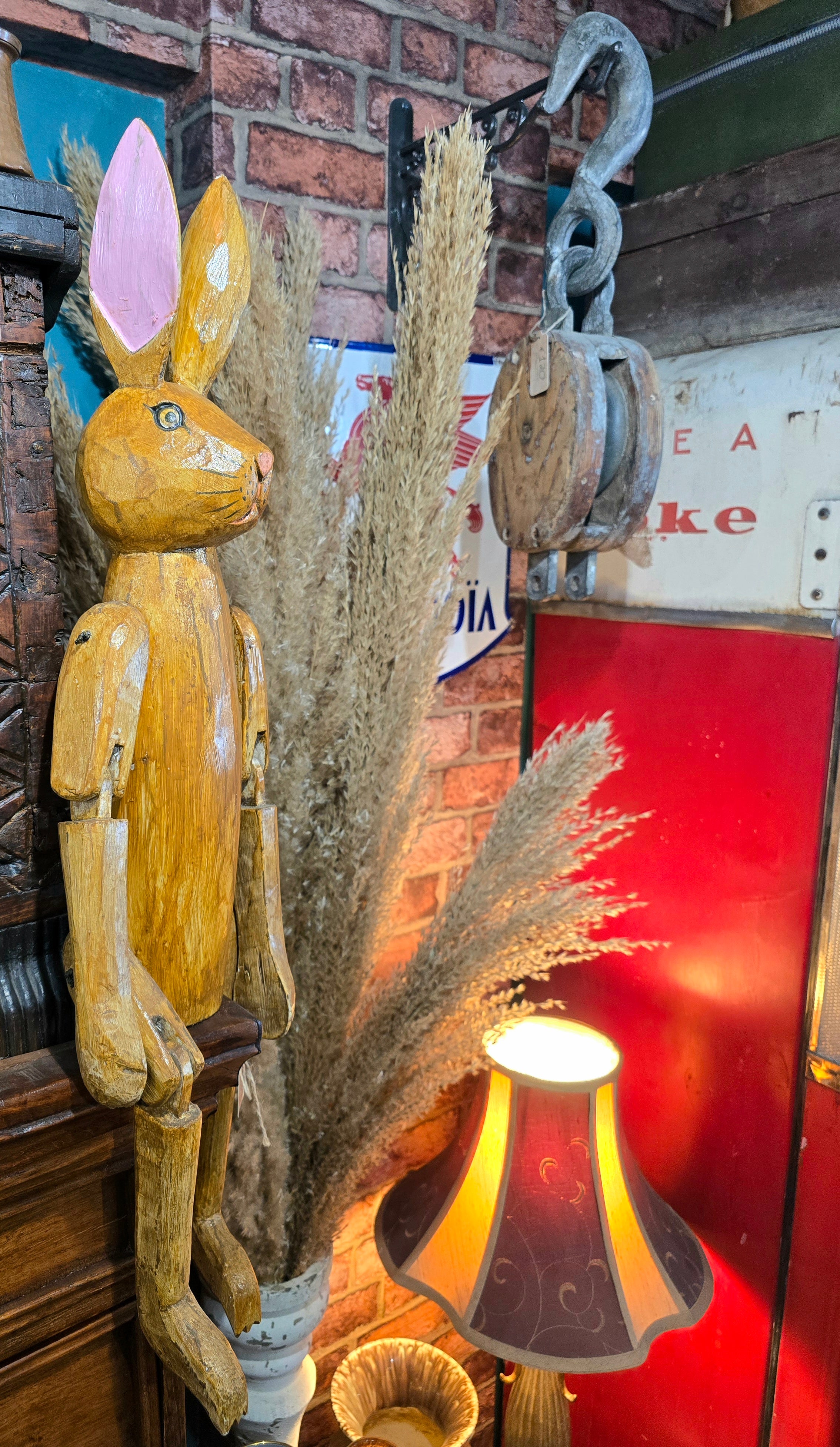 Vintage wooden articulated Hennow Hare figure