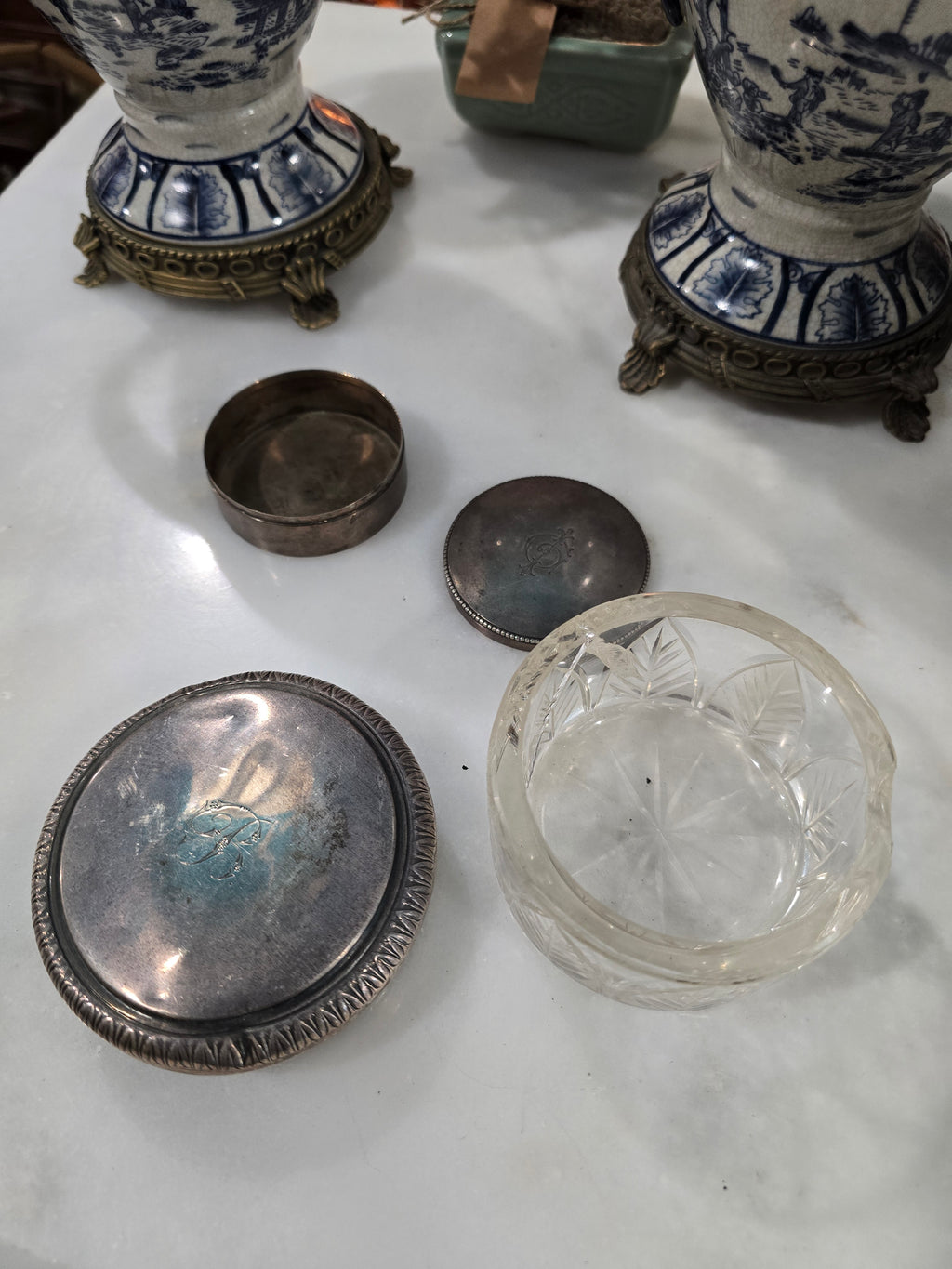Antique beautiful european 800 Silver Vanity/Dresser Set – Hand Engraved 1890 - 1915