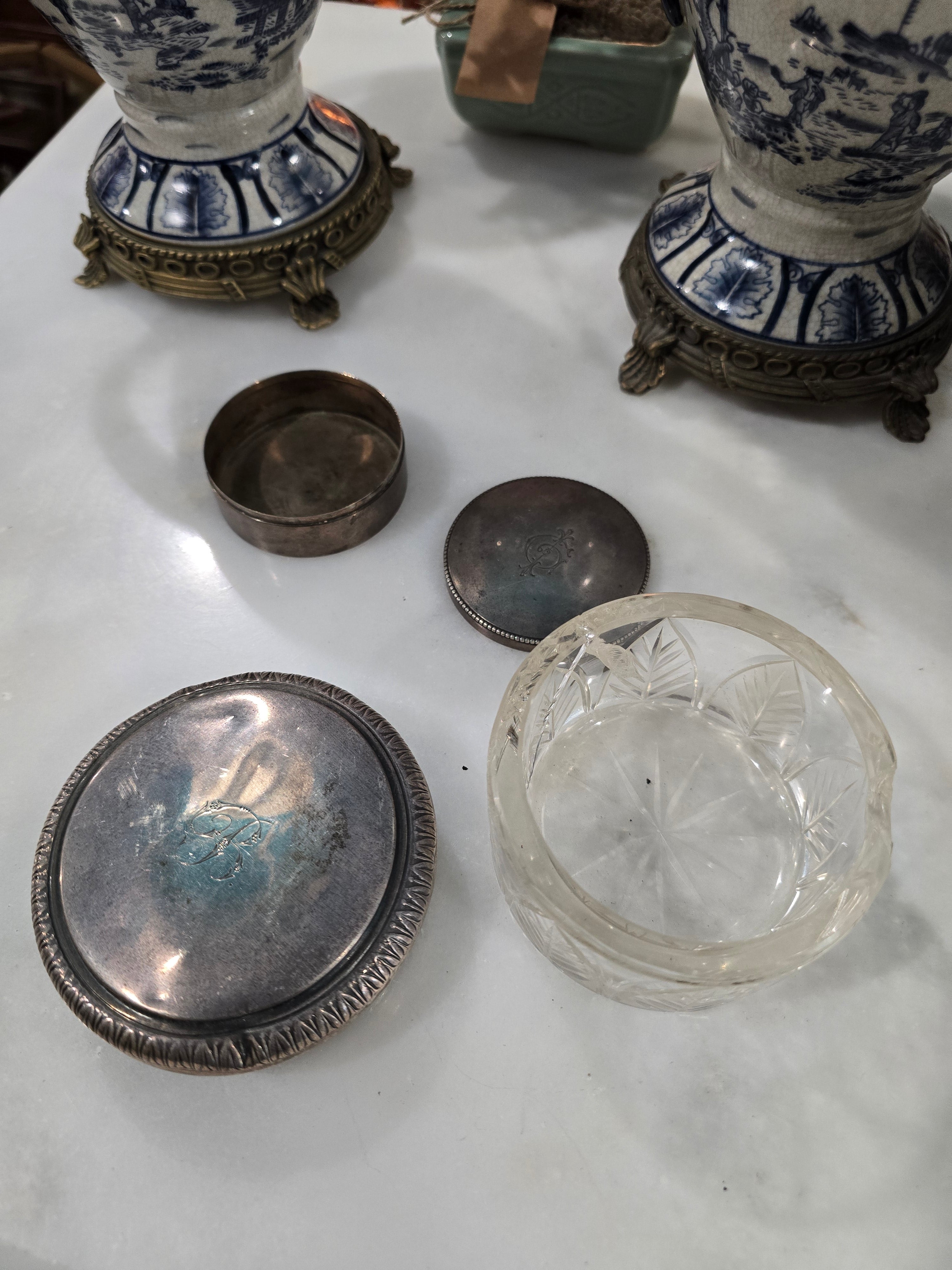 Antique beautiful european 800 Silver Vanity/Dresser Set – Hand Engraved 1890 - 1915